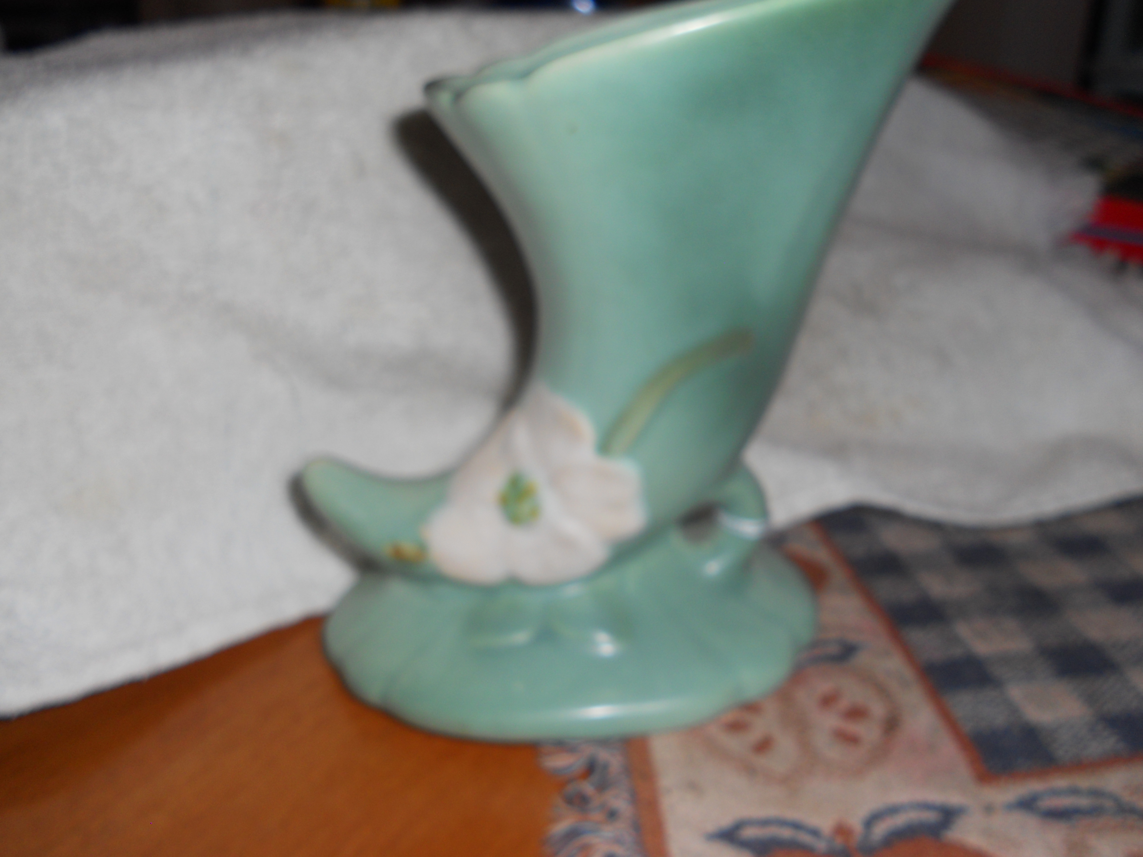 Weller Dogwood Cornucopia Vase signed footed