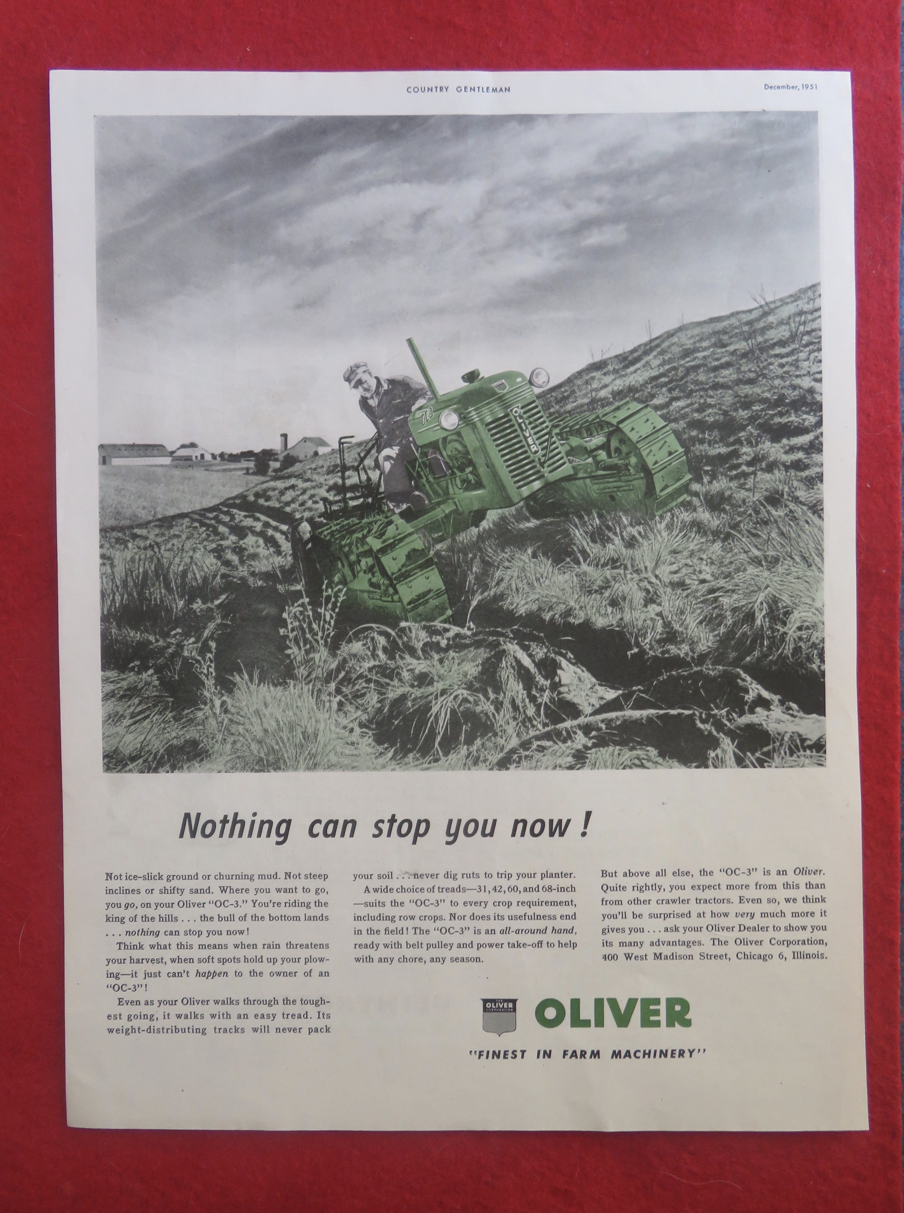 1951 Oliver Farm Machinery with Man On Tractor