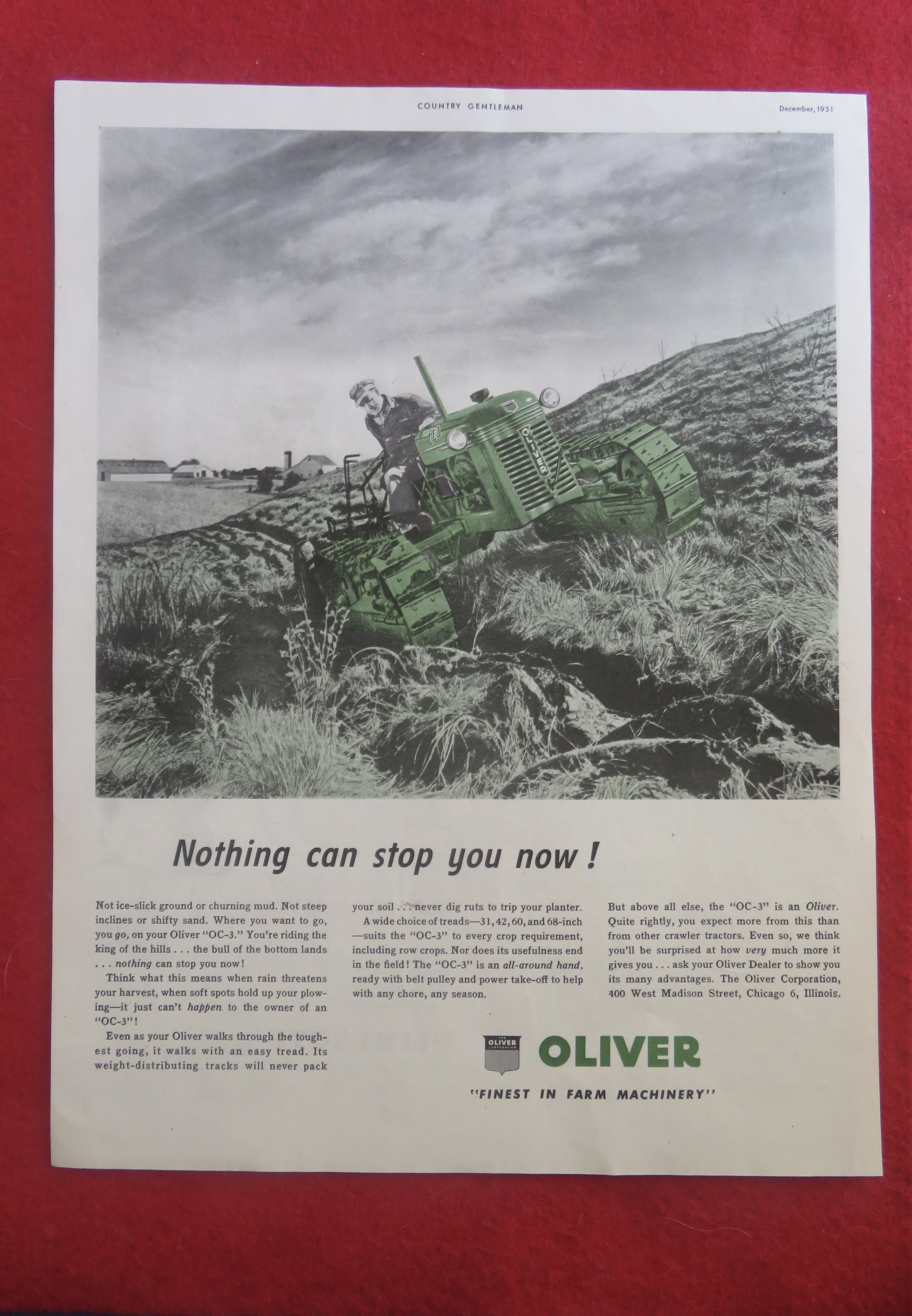 1951 Oliver Farm Machinery with Man On Tractor