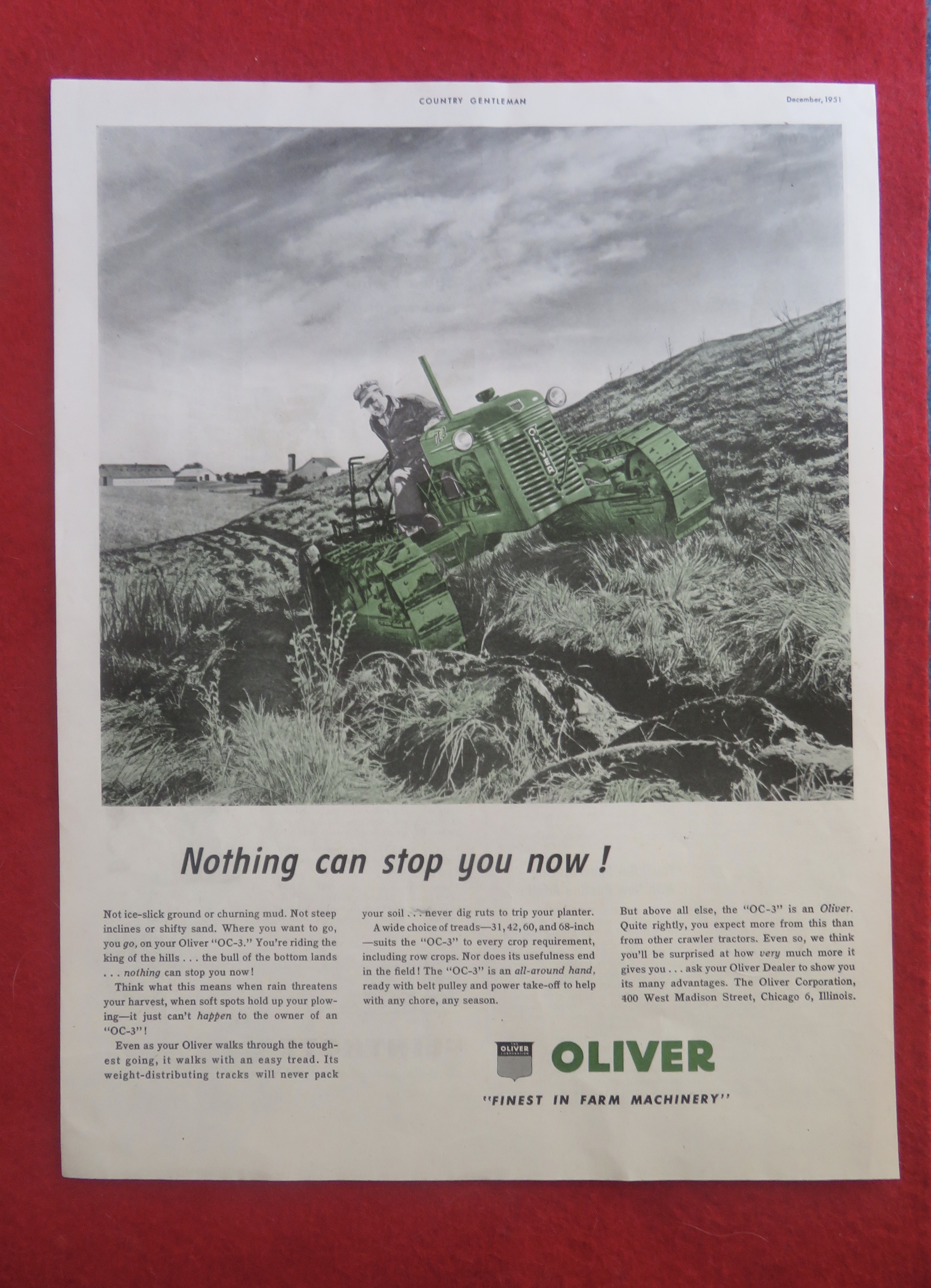 1951 Oliver Farm Machinery with Man On Tractor