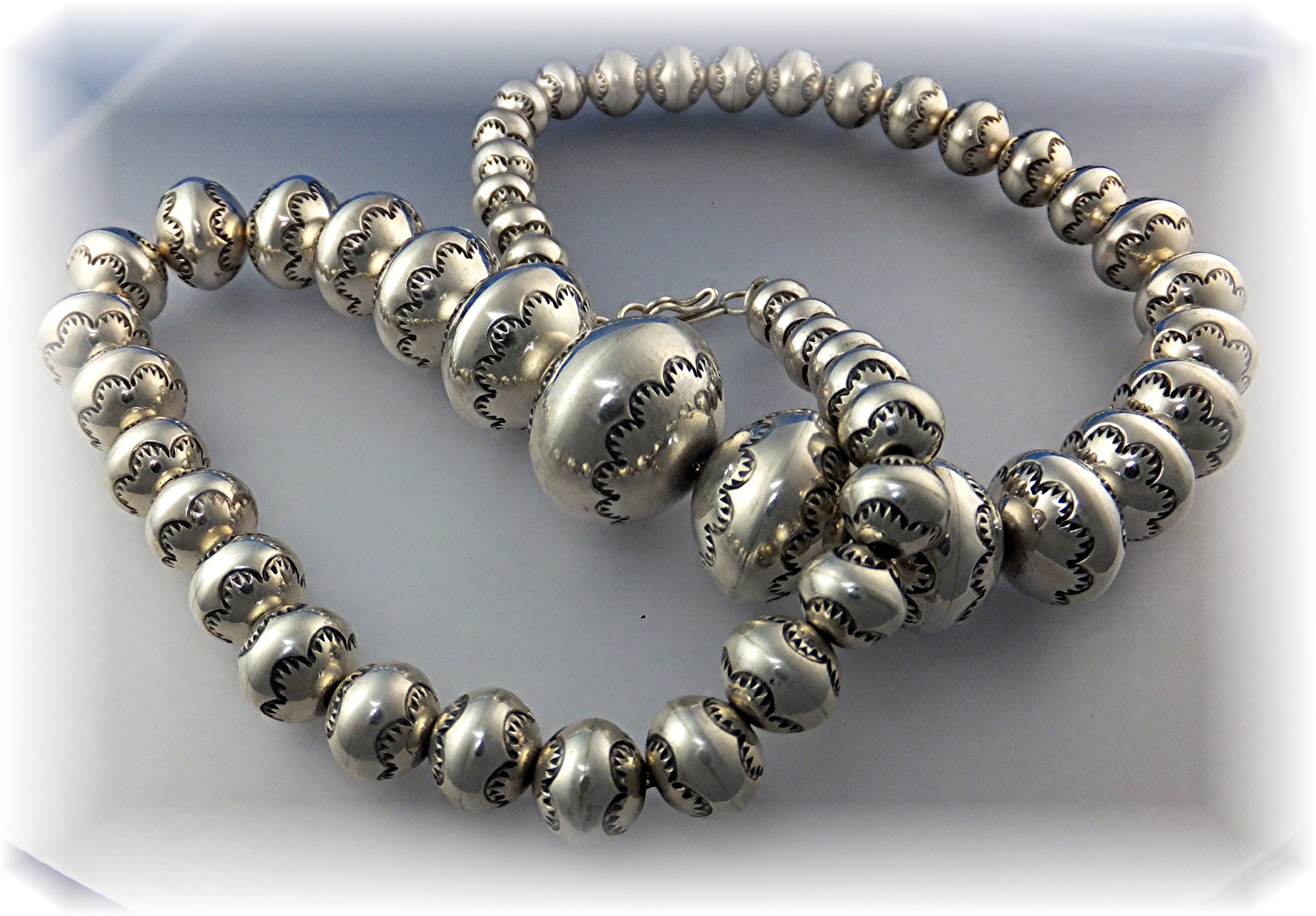 Navajo Pearls Sterling Silver Handmade Larry Pinto