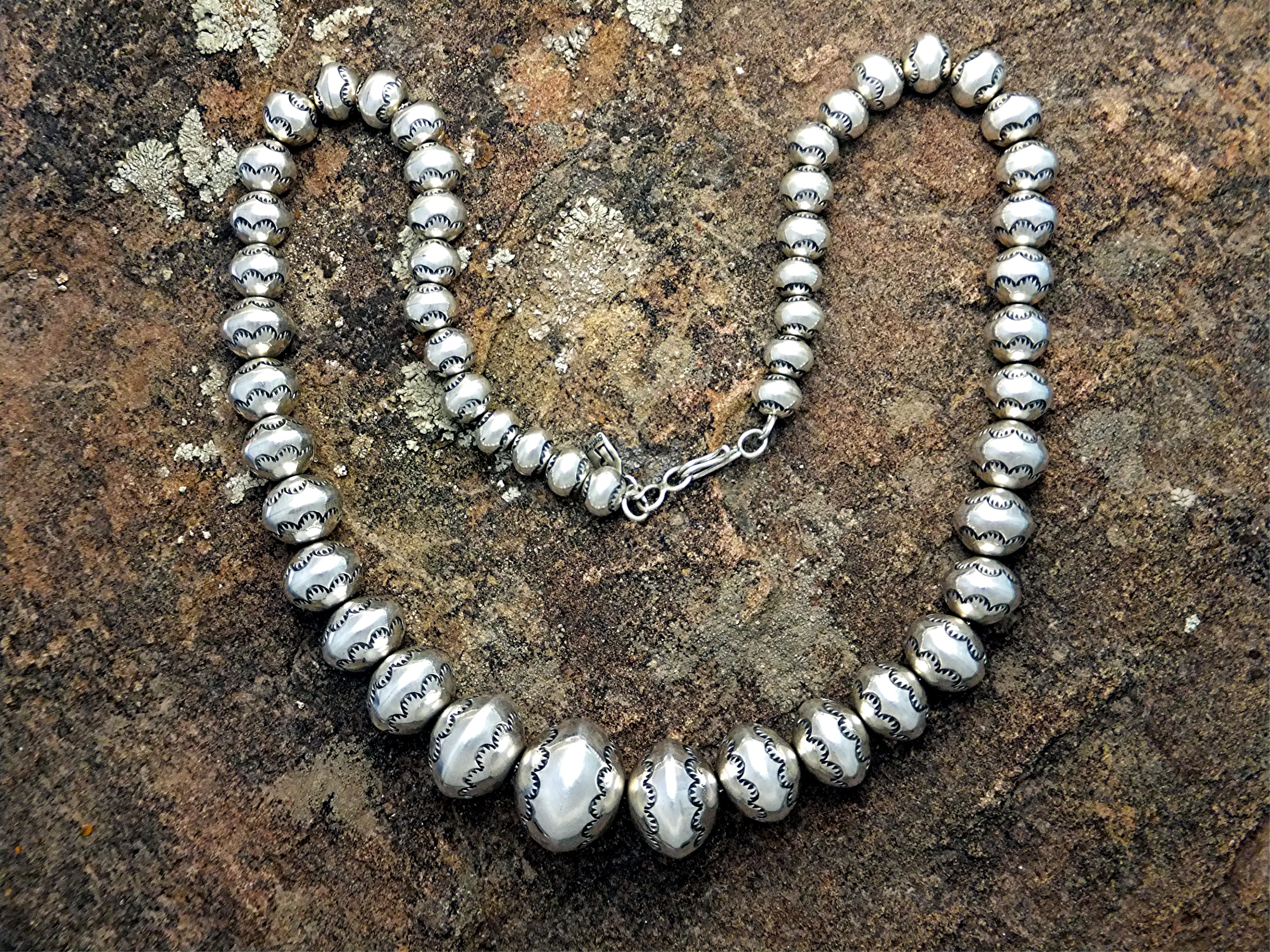 Navajo Pearls Sterling Silver Handmade Larry Pinto
