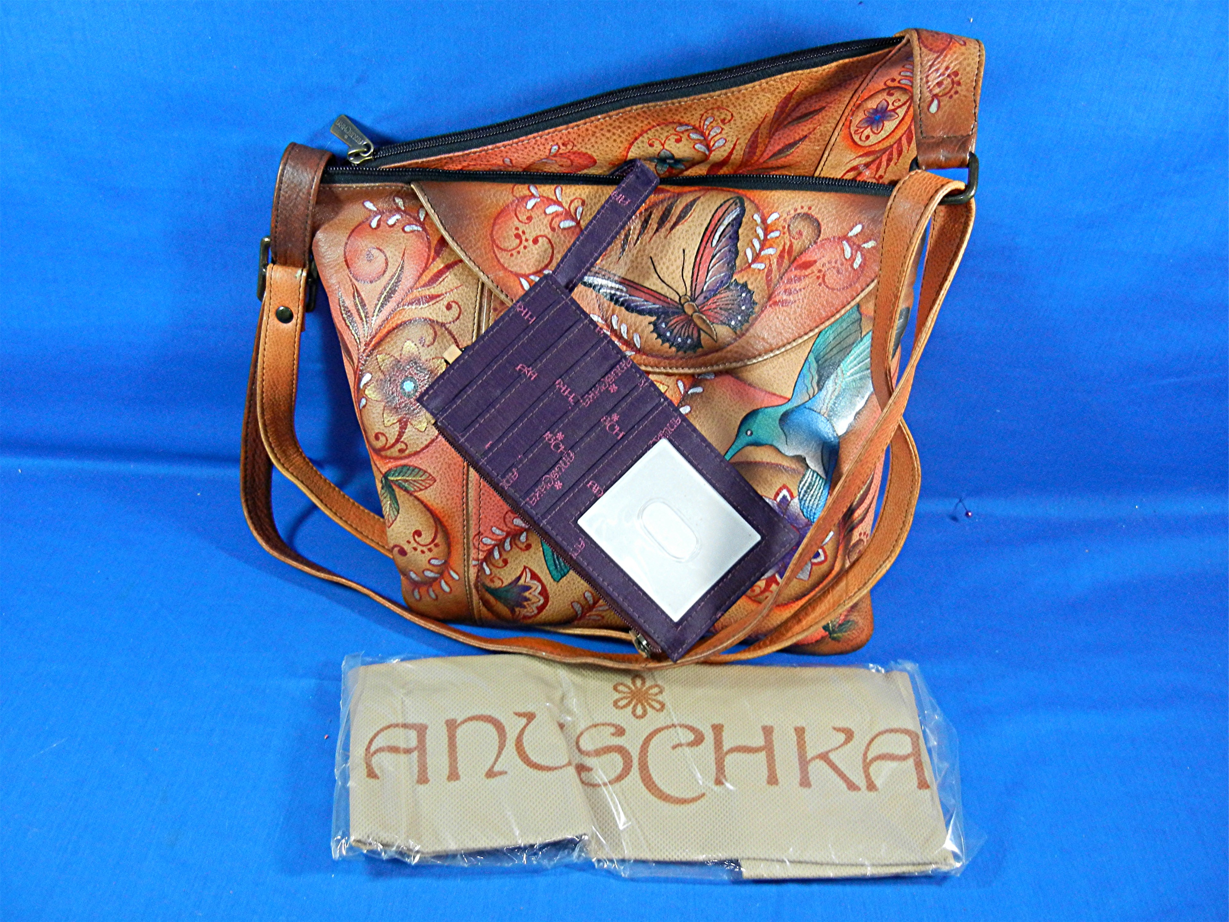Anuschka Hand Painted Butterflies Crossbody Purse