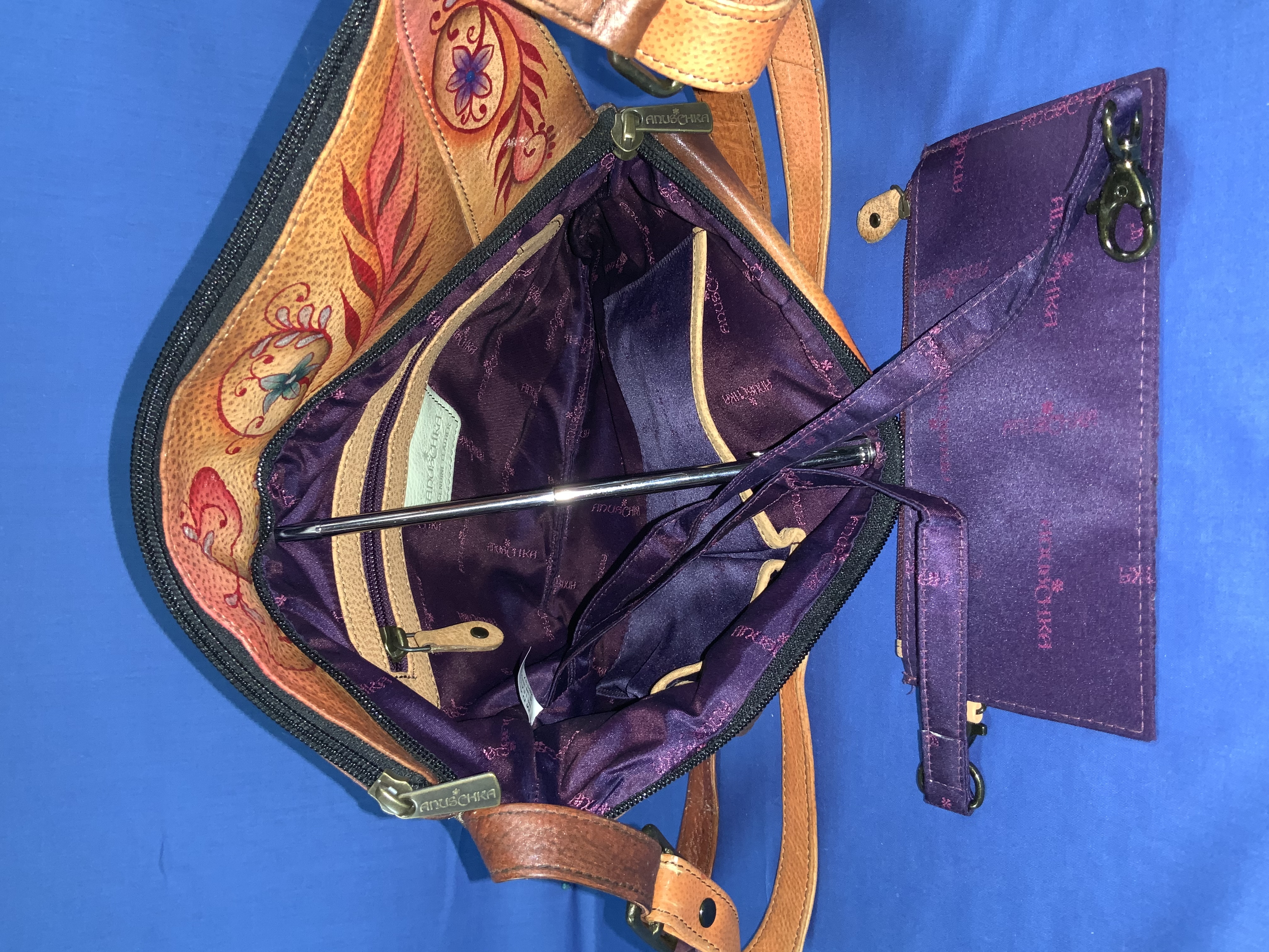 Anuschka Hand Painted Butterflies Crossbody Purse