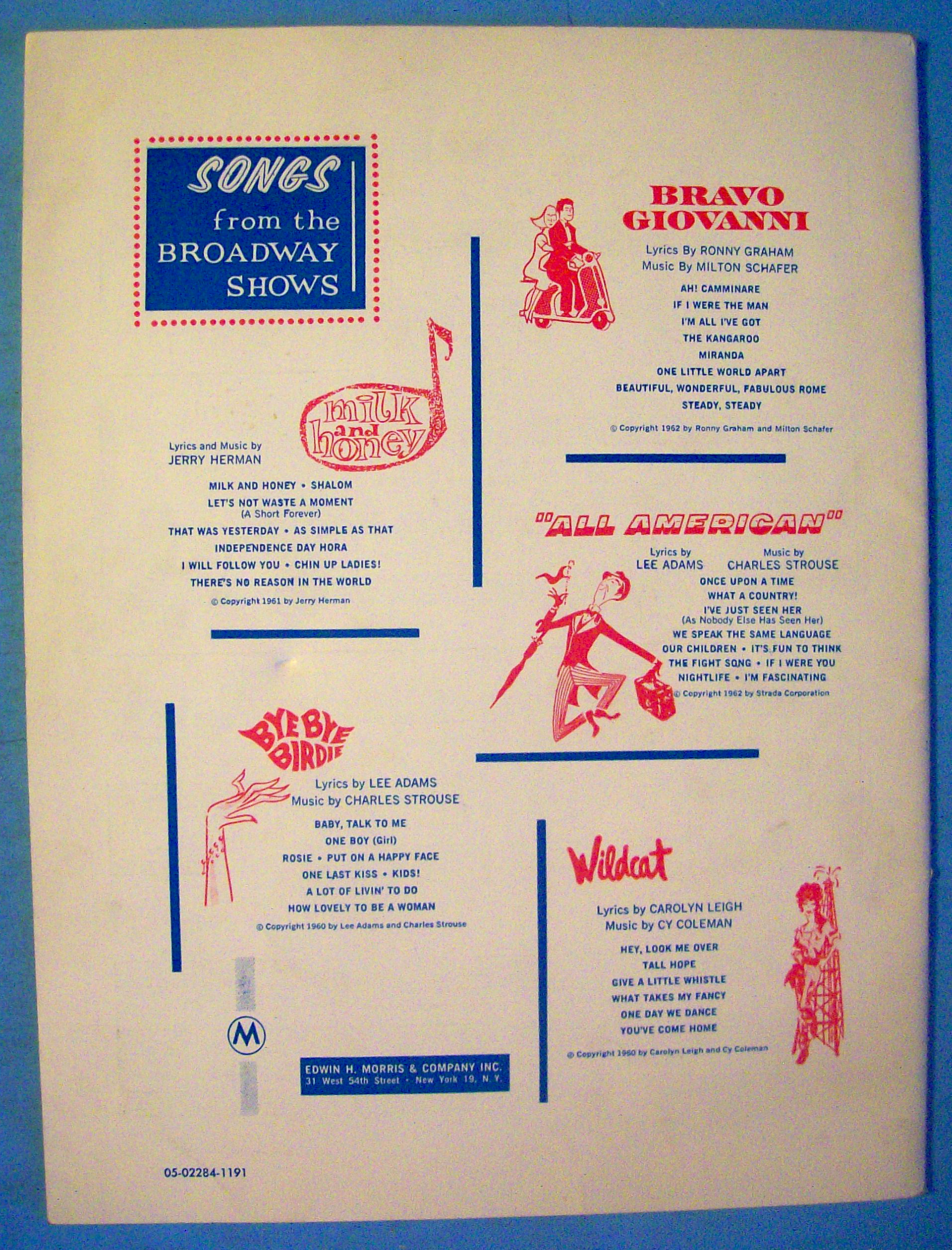 Milk And Honey Sheet Music Booklet 1961 Vocal Selection