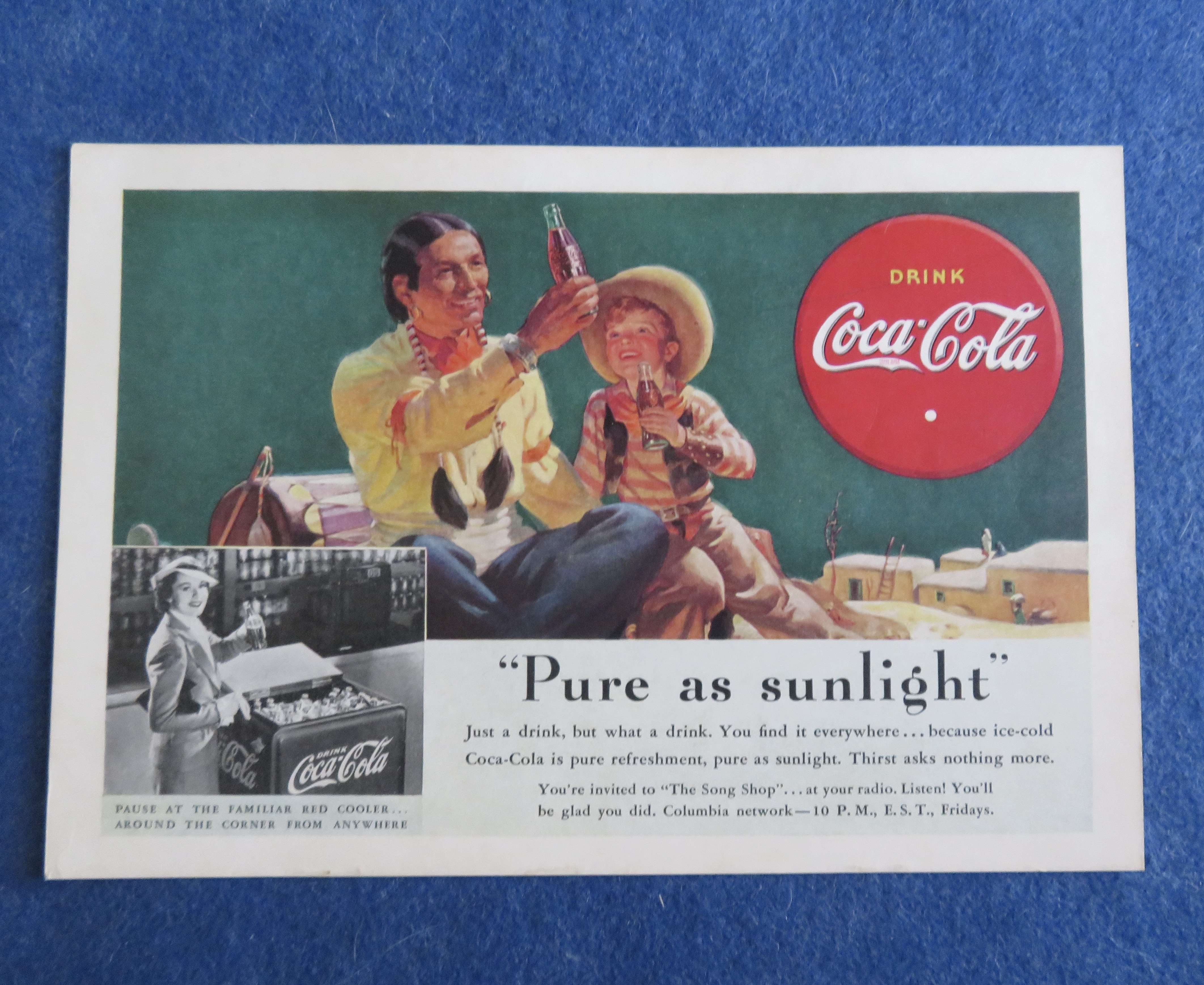 1938 Coca-Cola (Coke) with Indian Man & Little Boy