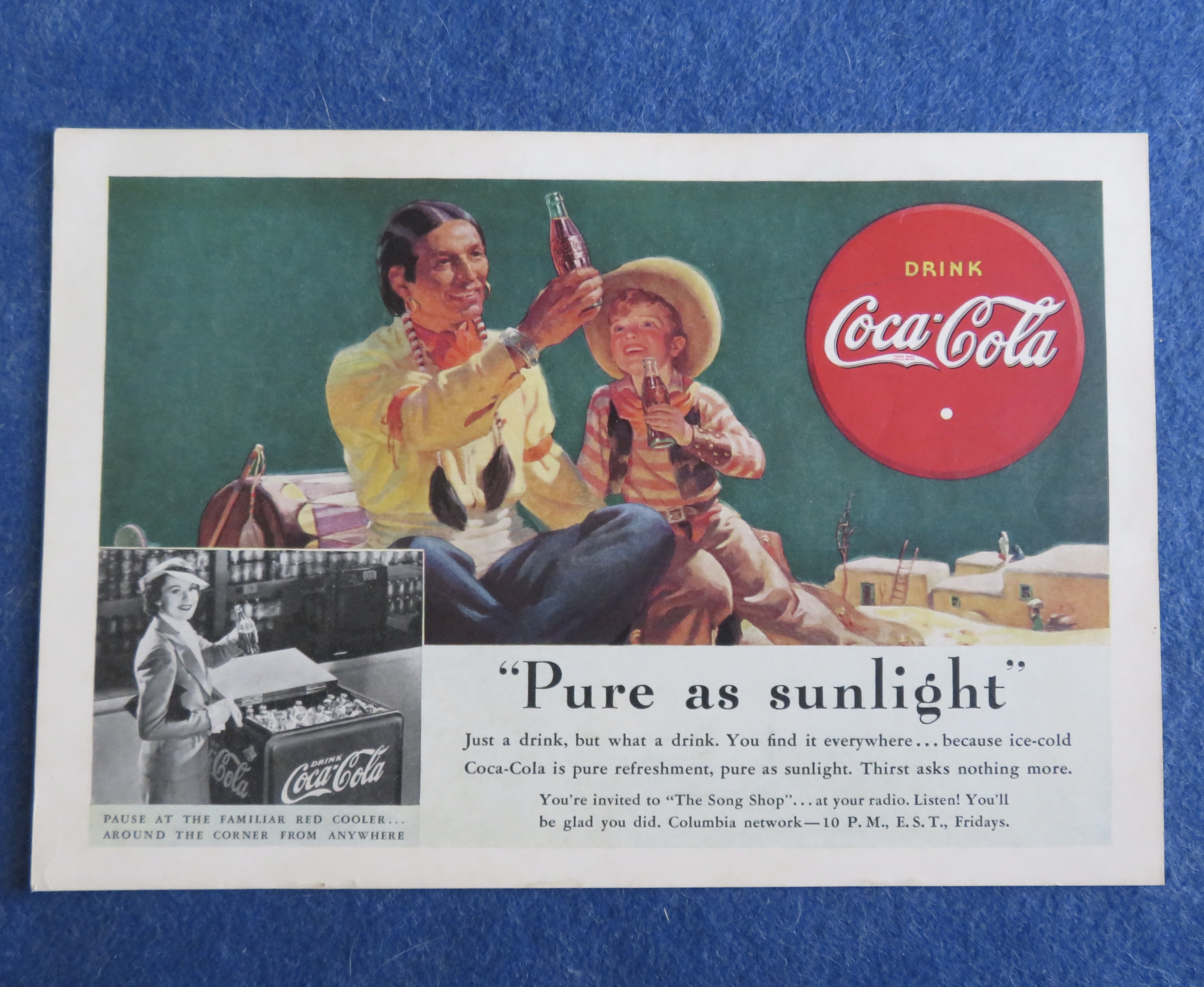1938 Coca-Cola (Coke) with Indian Man & Little Boy