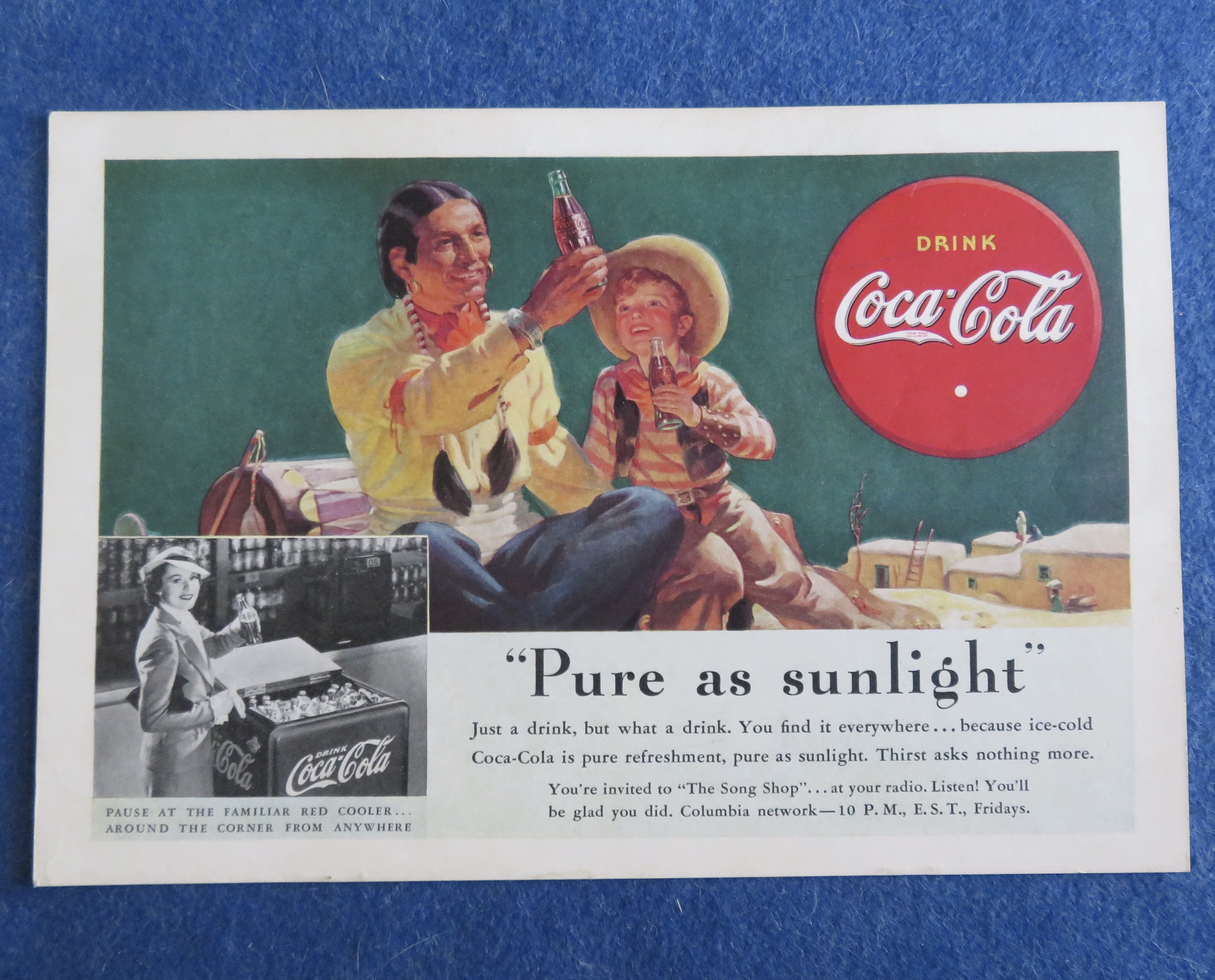 1938 Coca-Cola (Coke) with Indian Man & Little Boy