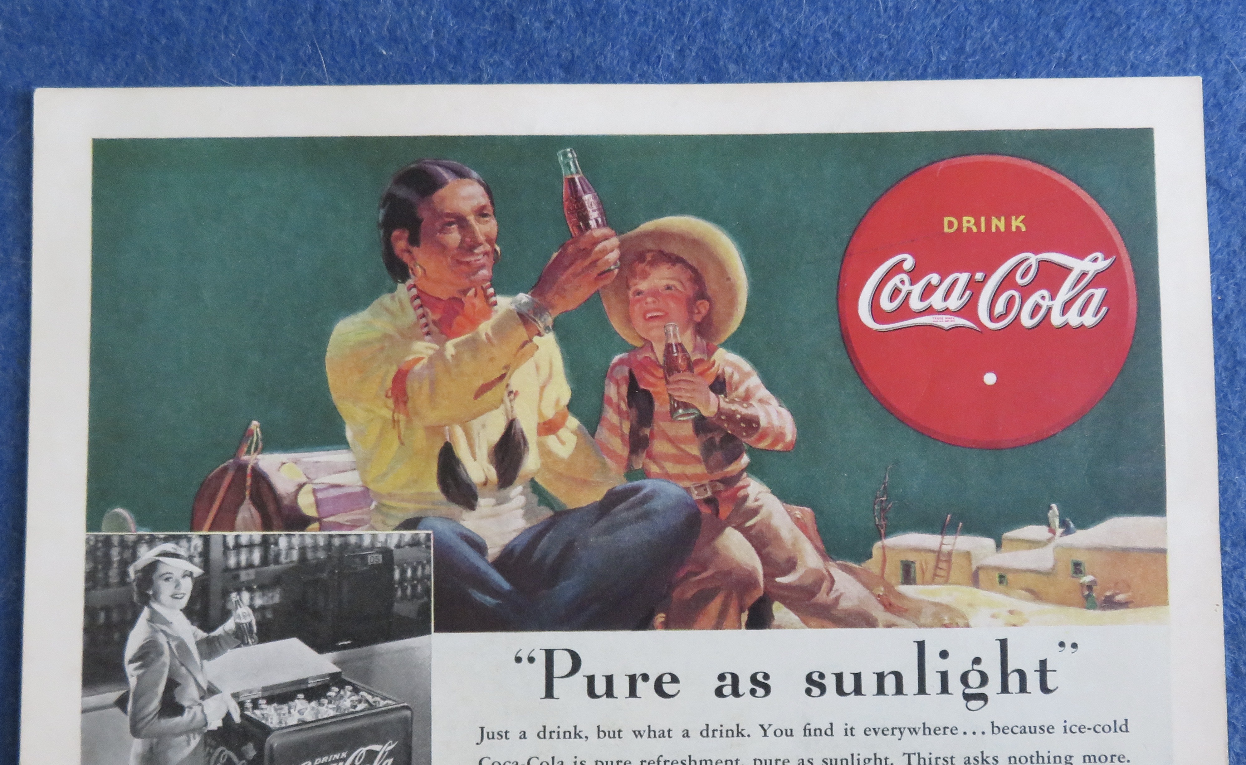 1938 Coca-Cola (Coke) with Indian Man & Little Boy