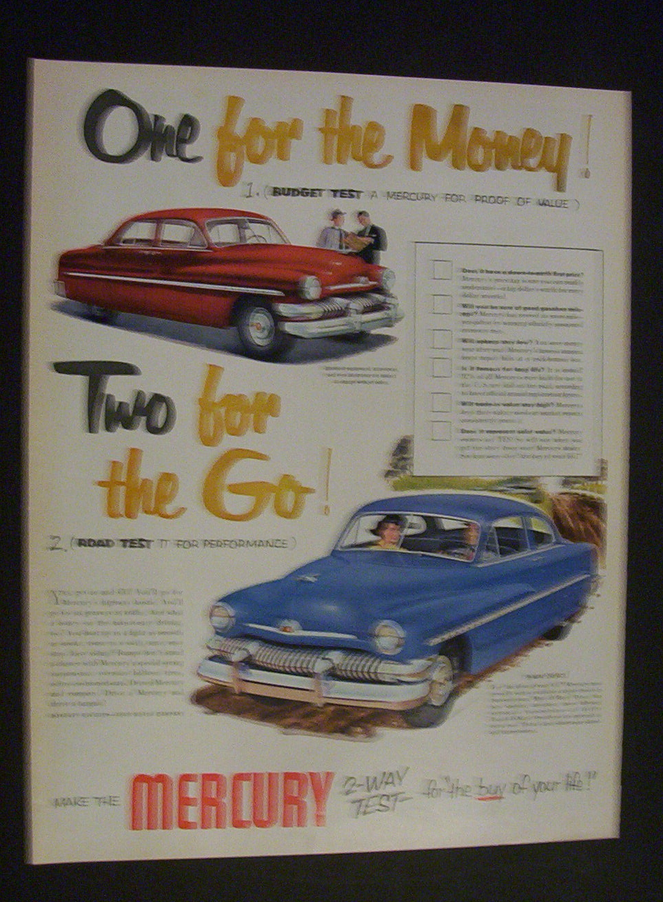 1951 Dual Ad:   Mercury   &  Fatima  Cigarettes