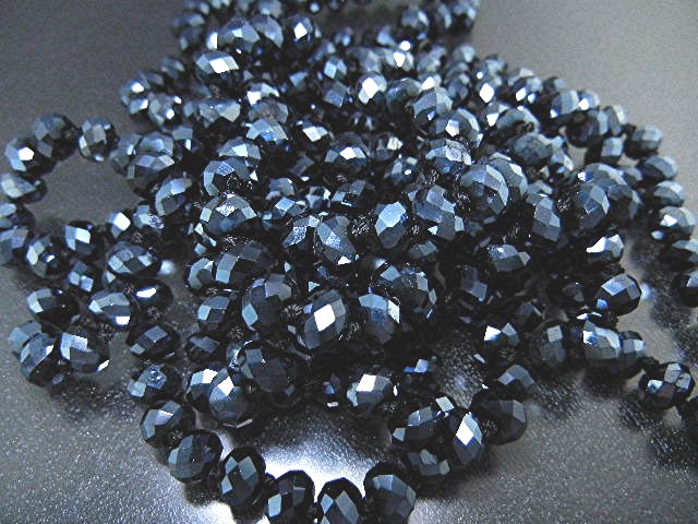 Crystal Faceted Black 78 Inch Necklace 78 inches