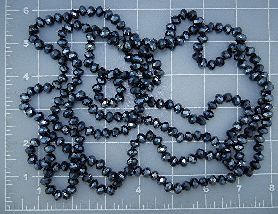Crystal Faceted Black 78 Inch Necklace 78 inches