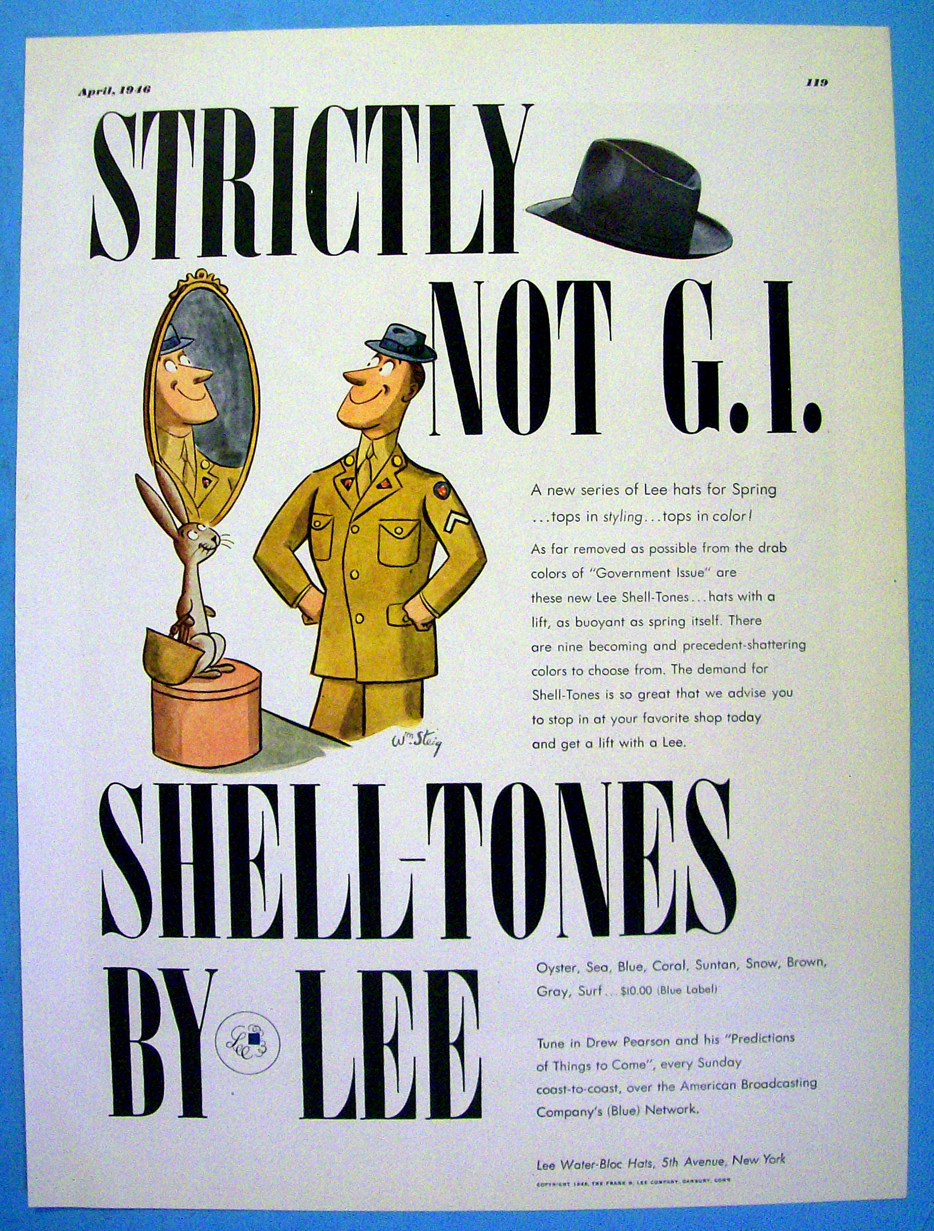 1946 Lee Hats with Shell Tone Hats