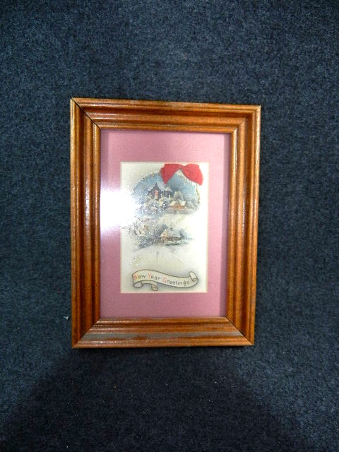 Framed Vintage Antique Christmas New Year Postcard