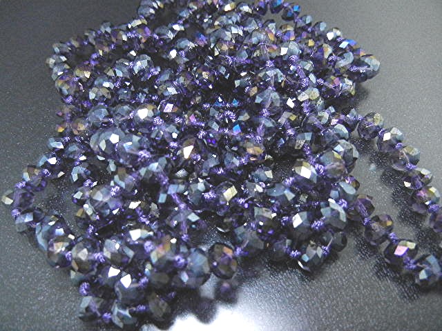 Crystal Faceted Lavender Color 78 Inch Necklace