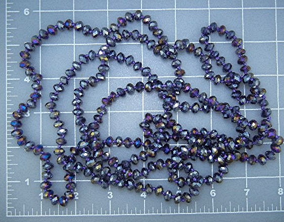 Crystal Faceted Lavender Color 78 Inch Necklace