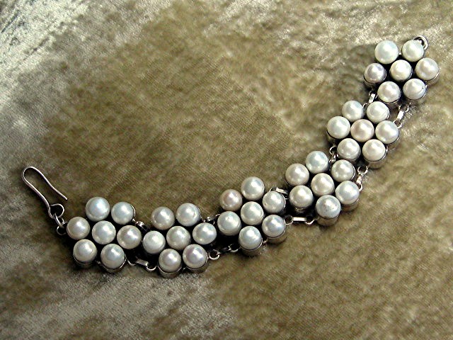 Sterling Silver 42 8mm Freshwater Pearl Flower Bracelet