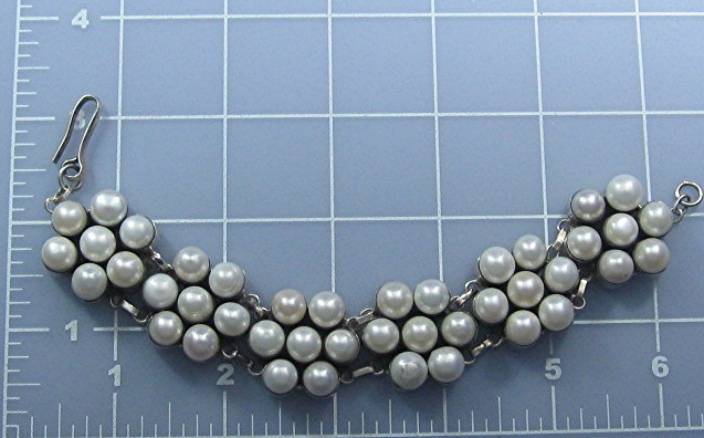 Sterling Silver 42 8mm Freshwater Pearl Flower Bracelet