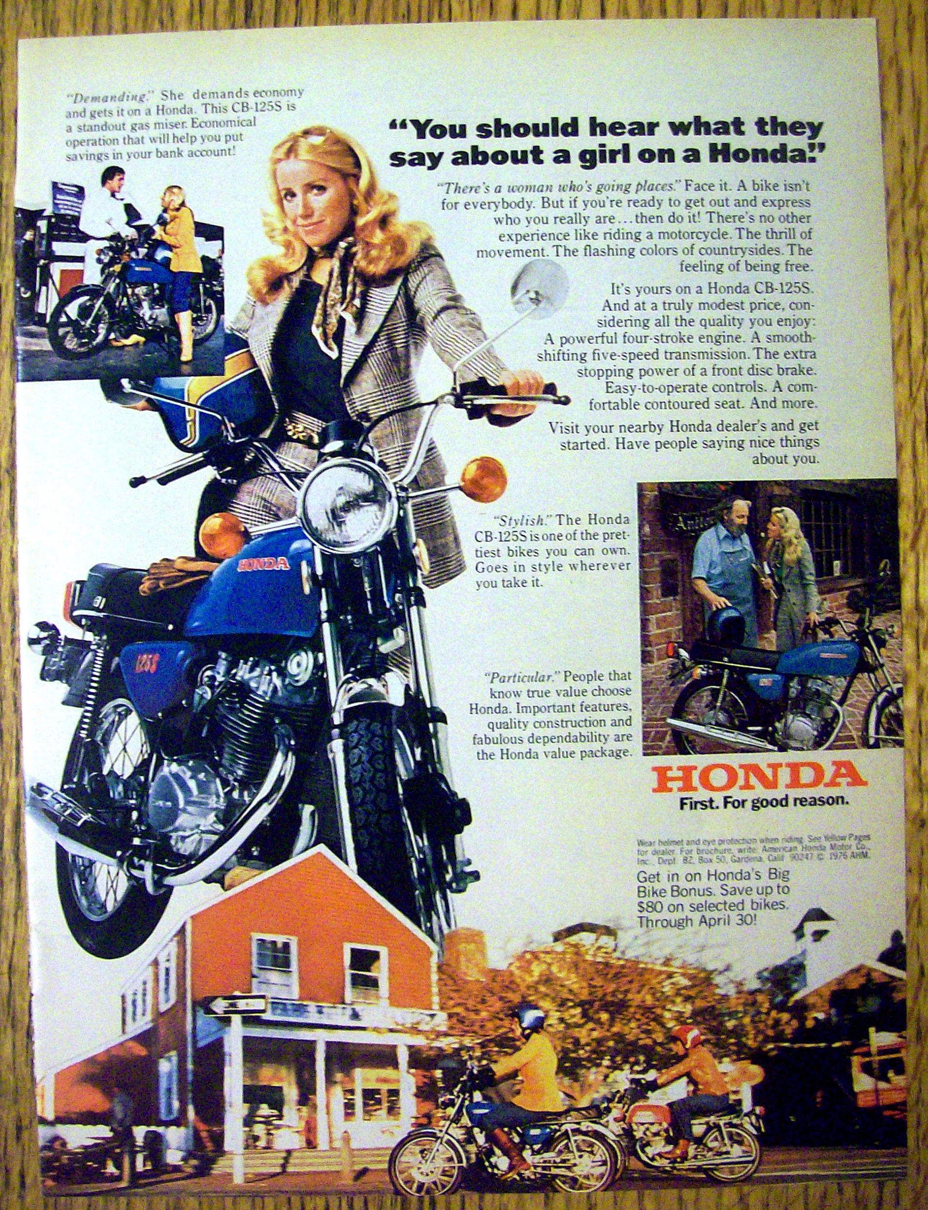 1976 Honda CB-125S with Suzanne Somers