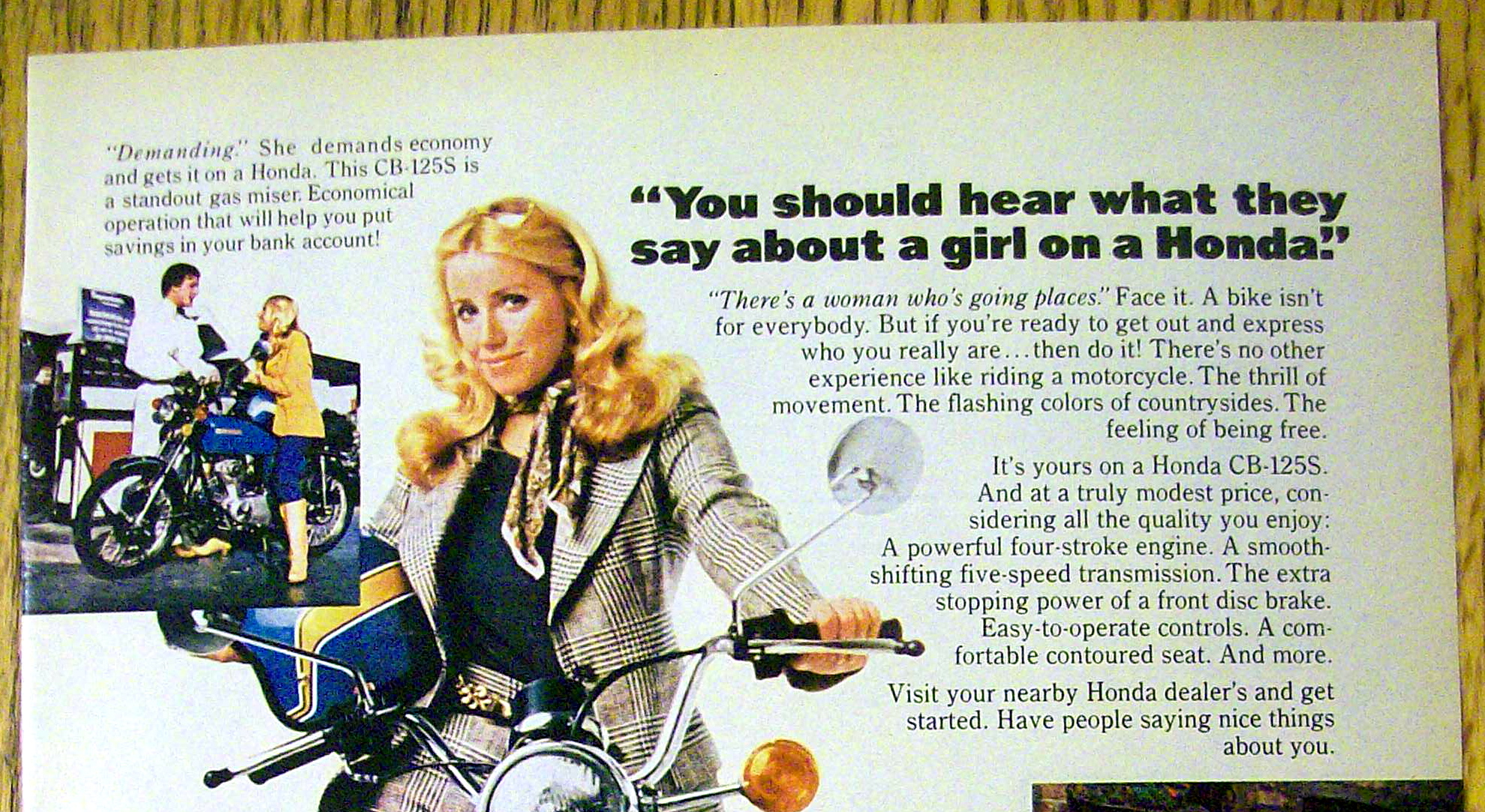 1976 Honda CB-125S with Suzanne Somers
