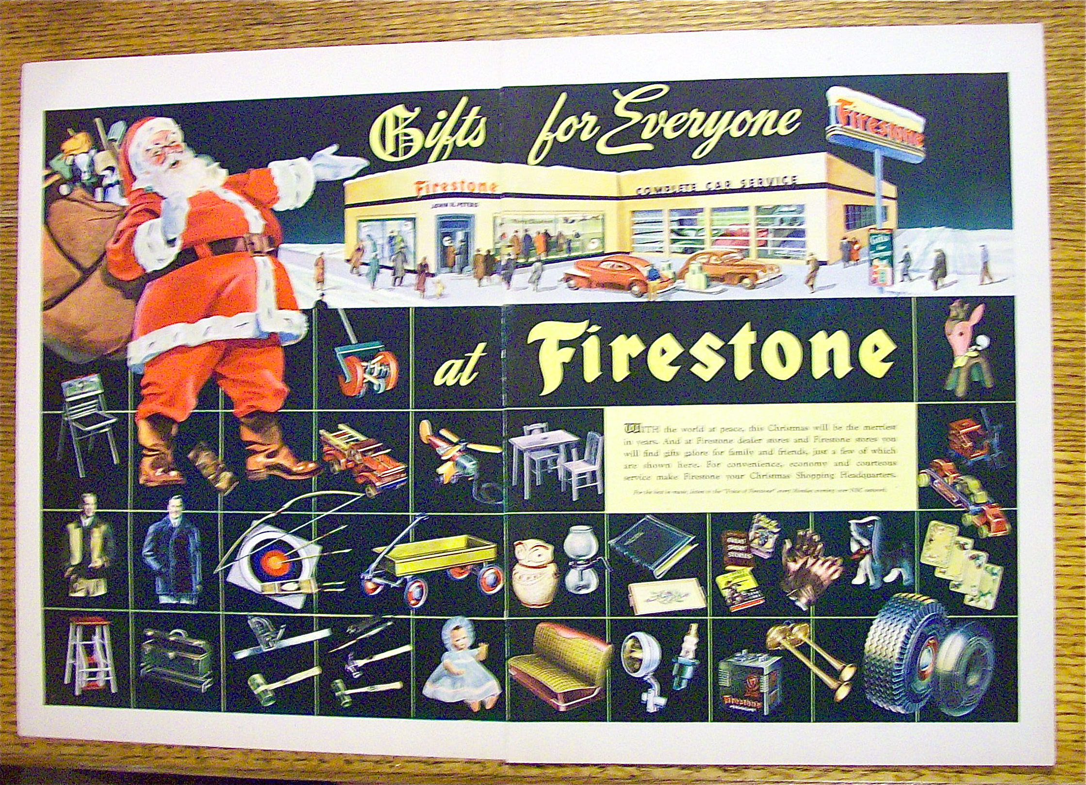 1945 Firestone with Santa Claus & Bag Of Toys