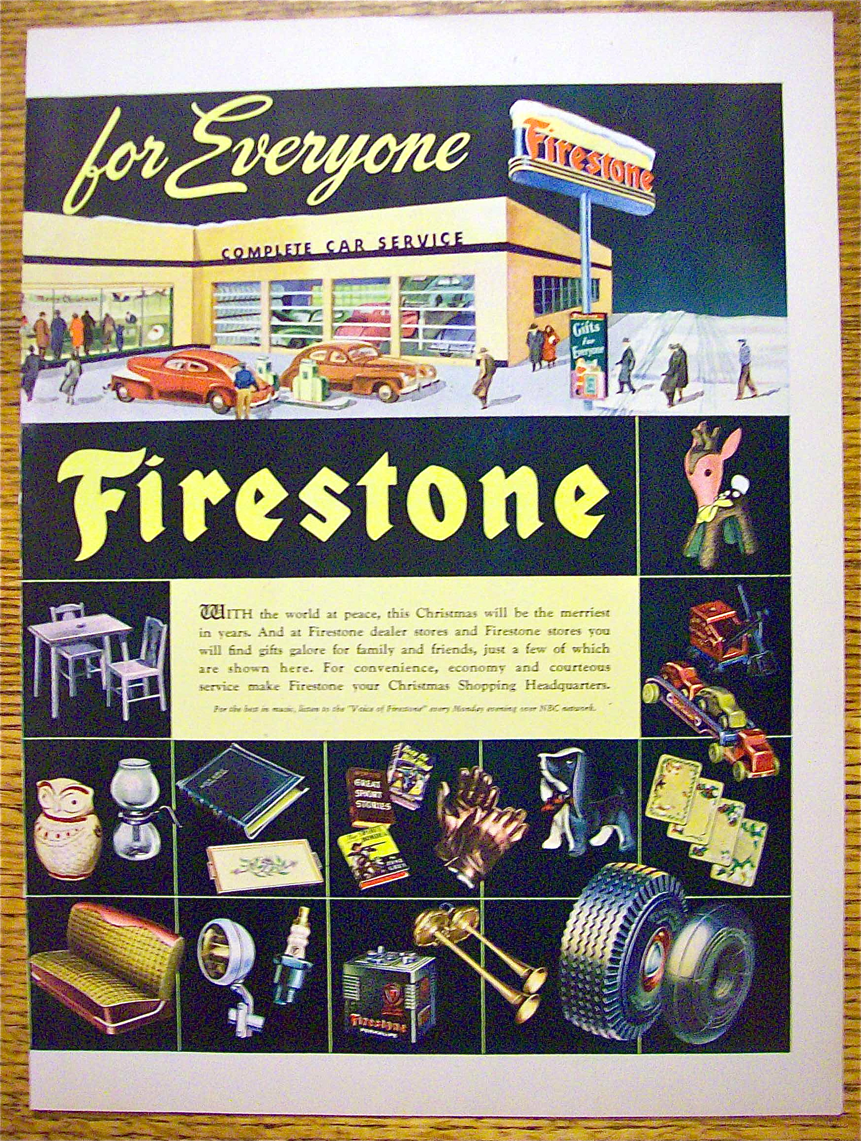 1945 Firestone with Santa Claus & Bag Of Toys