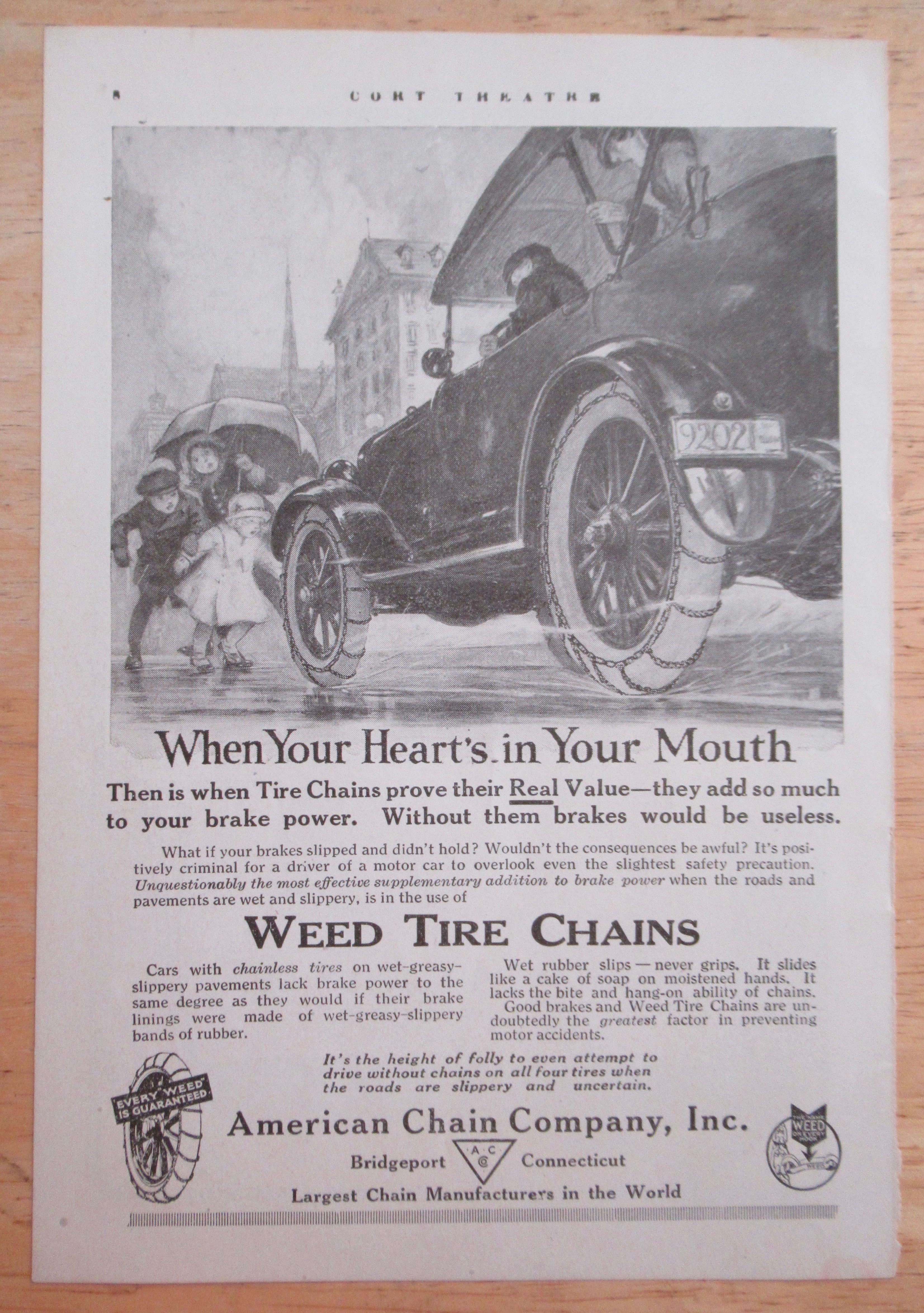1919 Weed Tire Chains with Car Braking