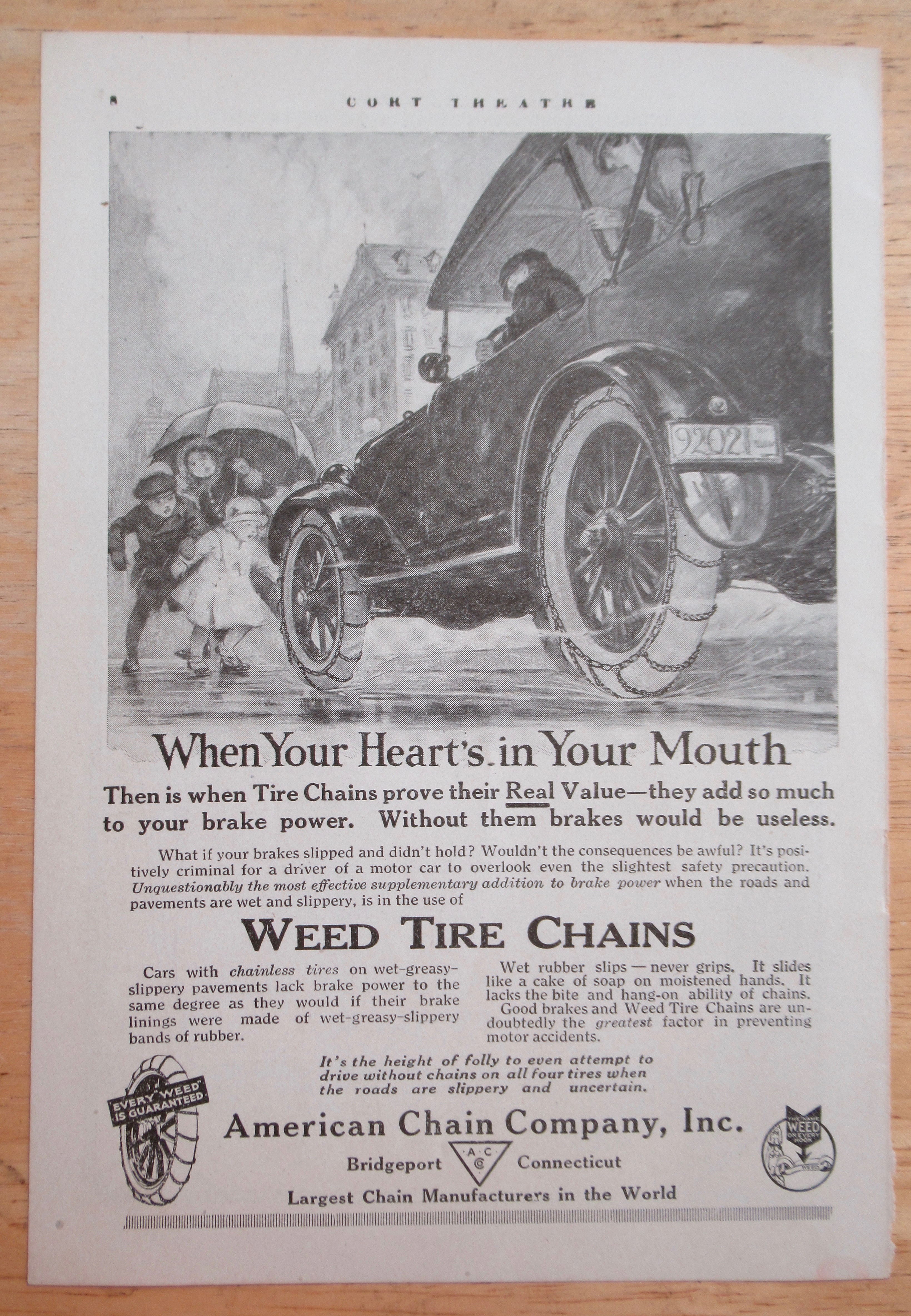 1919 Weed Tire Chains with Car Braking