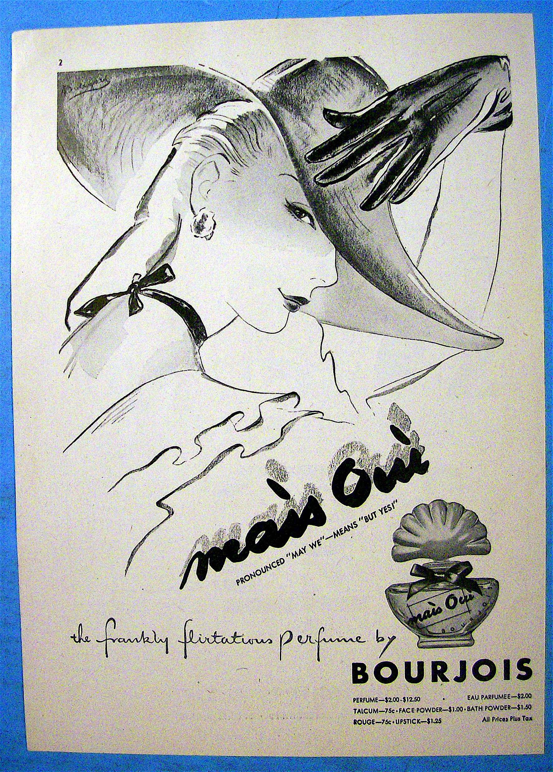 1948 Bourjois Mais Oui with Lovely Woman In Hat