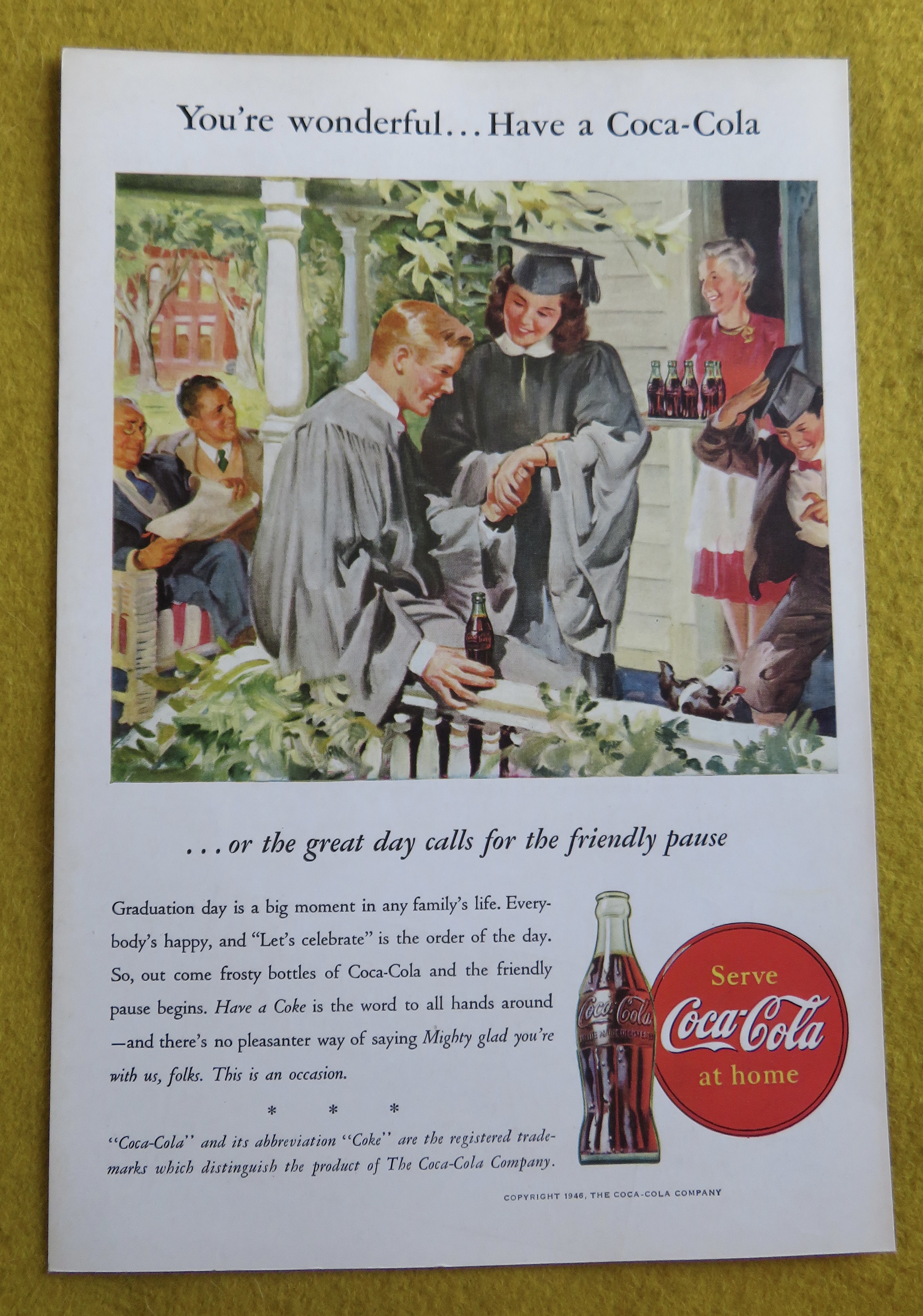 1946 Coca Cola (Coke) with Graduates Talking Together