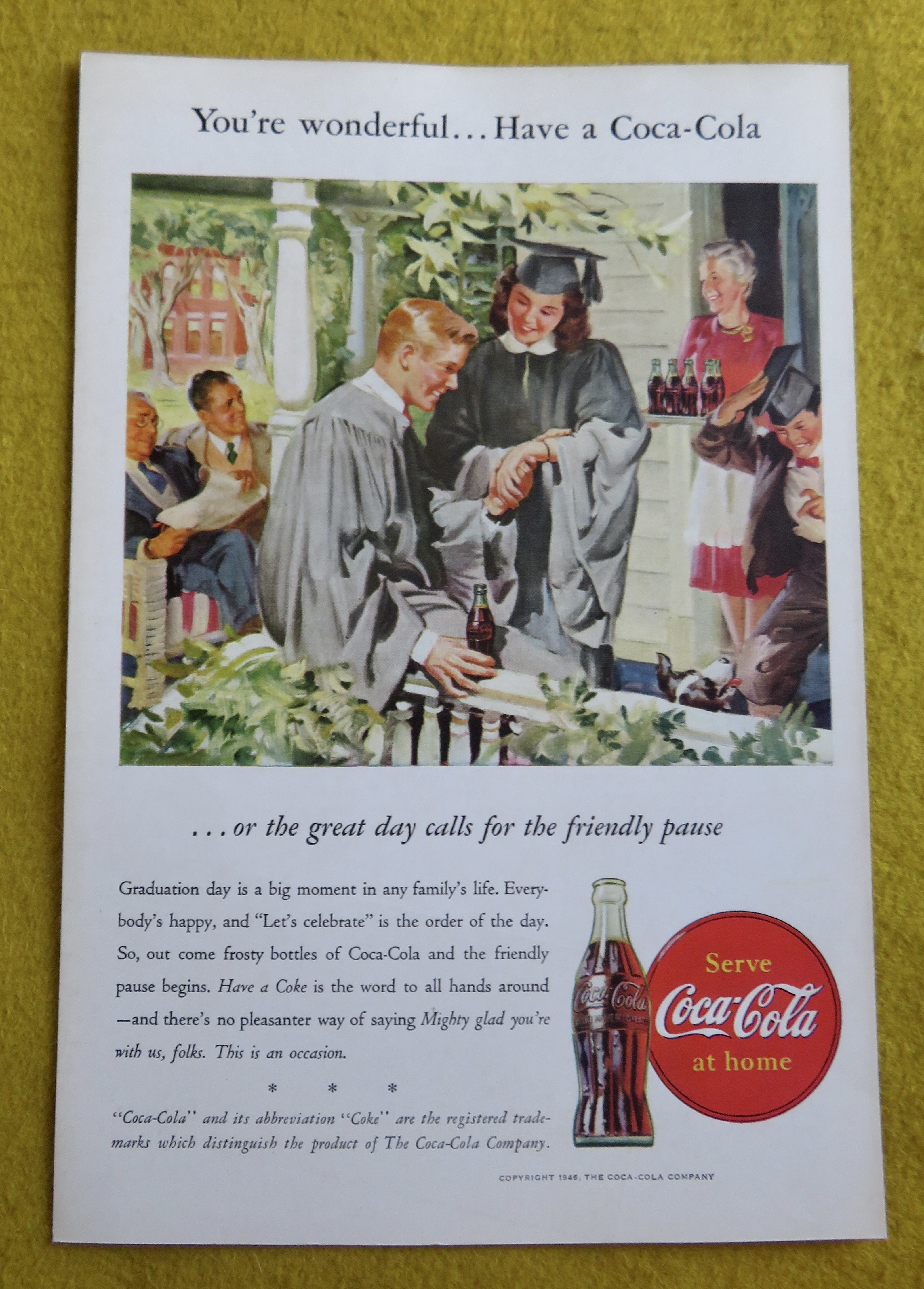 1946 Coca Cola (Coke) with Graduates Talking Together