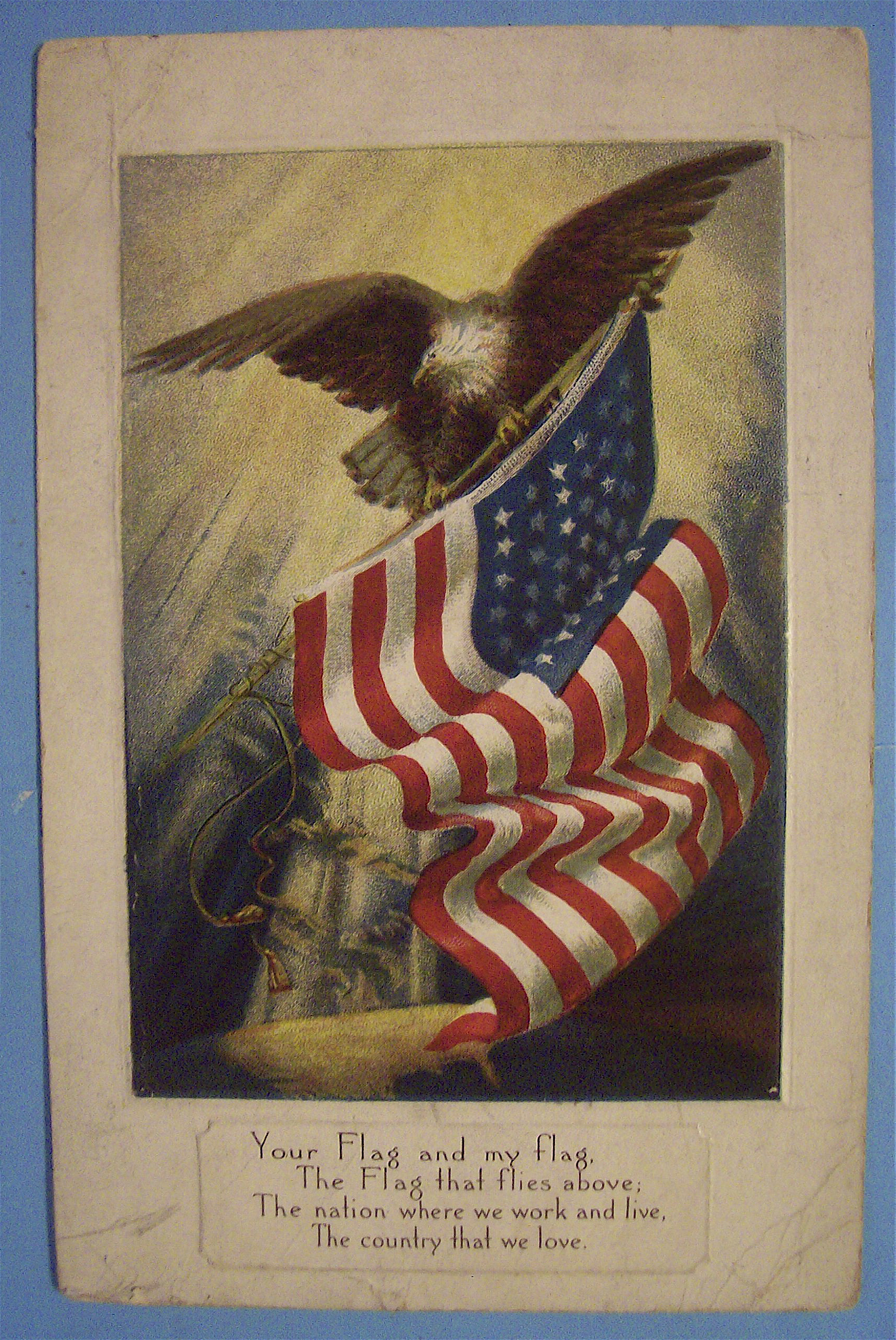 Eagle On The American Flag Postcard
