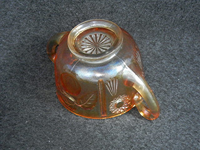 Carnival Glass OrangeSugar Bowl Embossed design