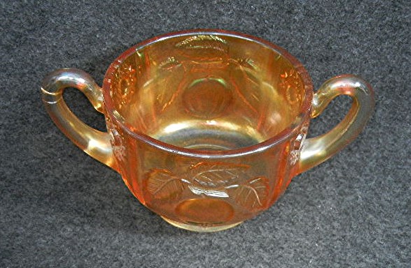 Carnival Glass OrangeSugar Bowl Embossed design