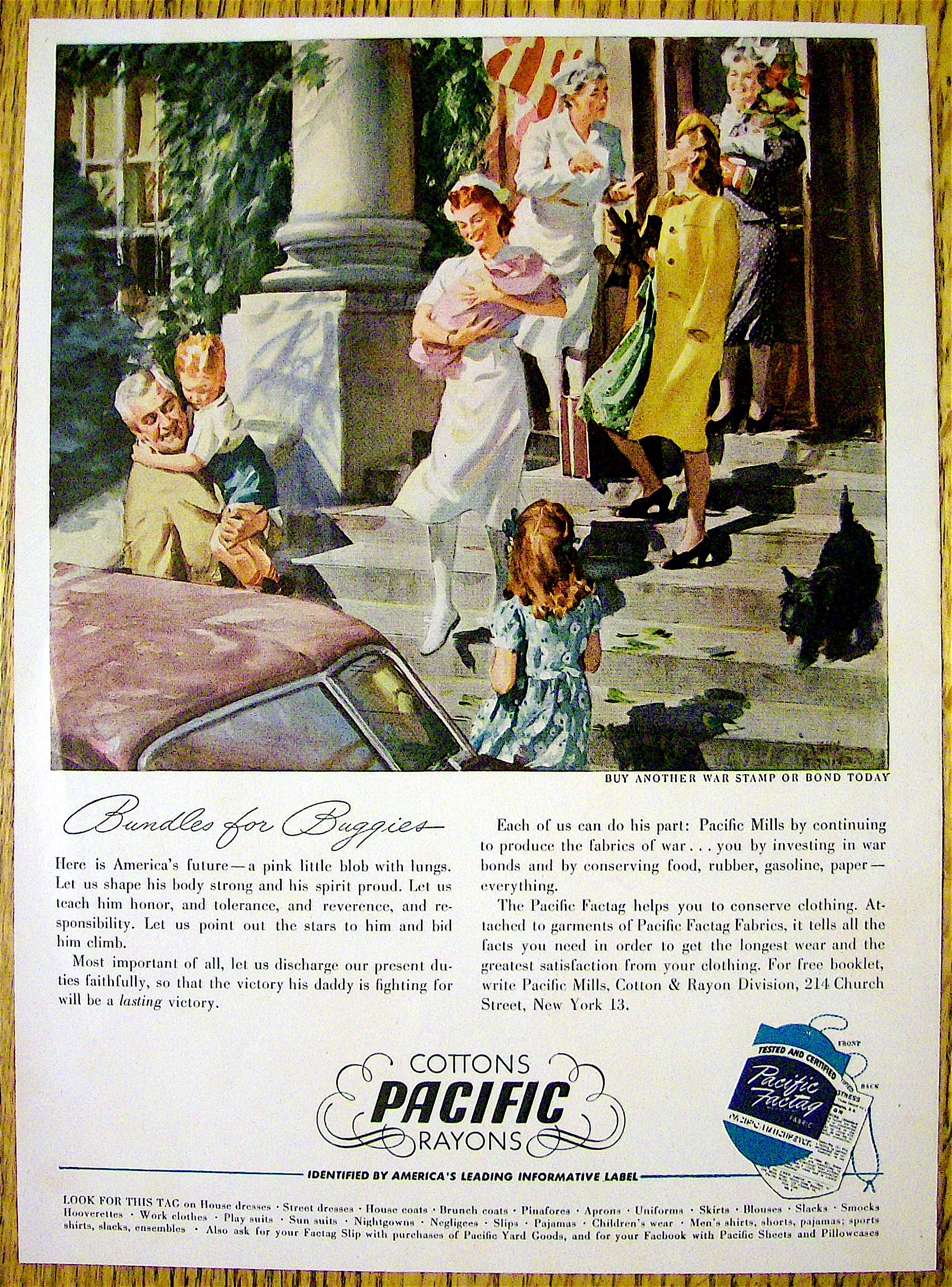 1944 Pacific Mills w/Woman & Baby Leaving Hospital