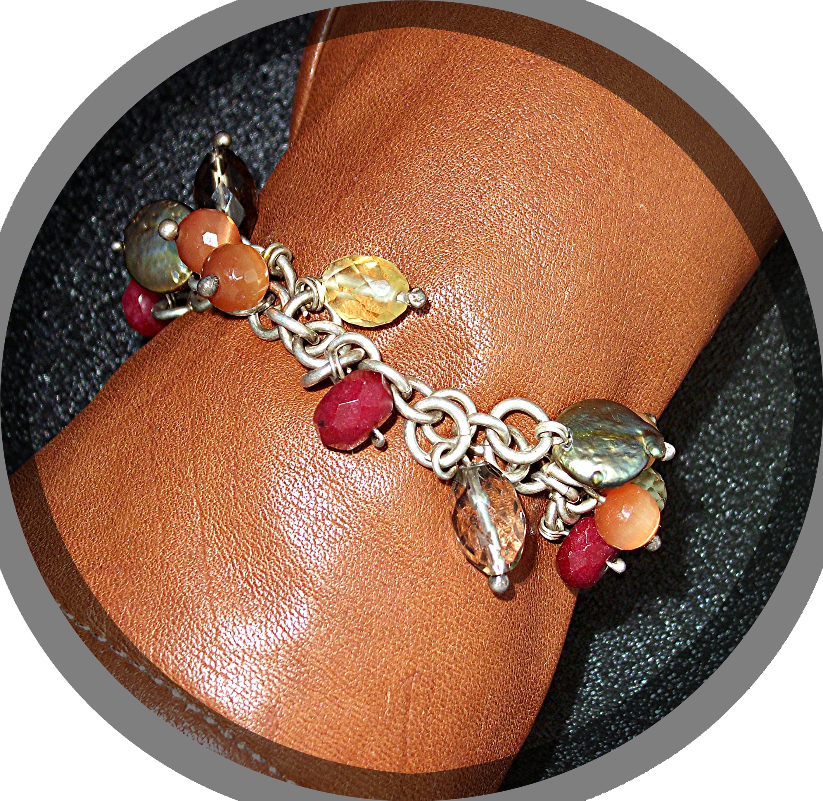 Bracelet Sterling Silver Pearl Citrine Crystal Toggle C