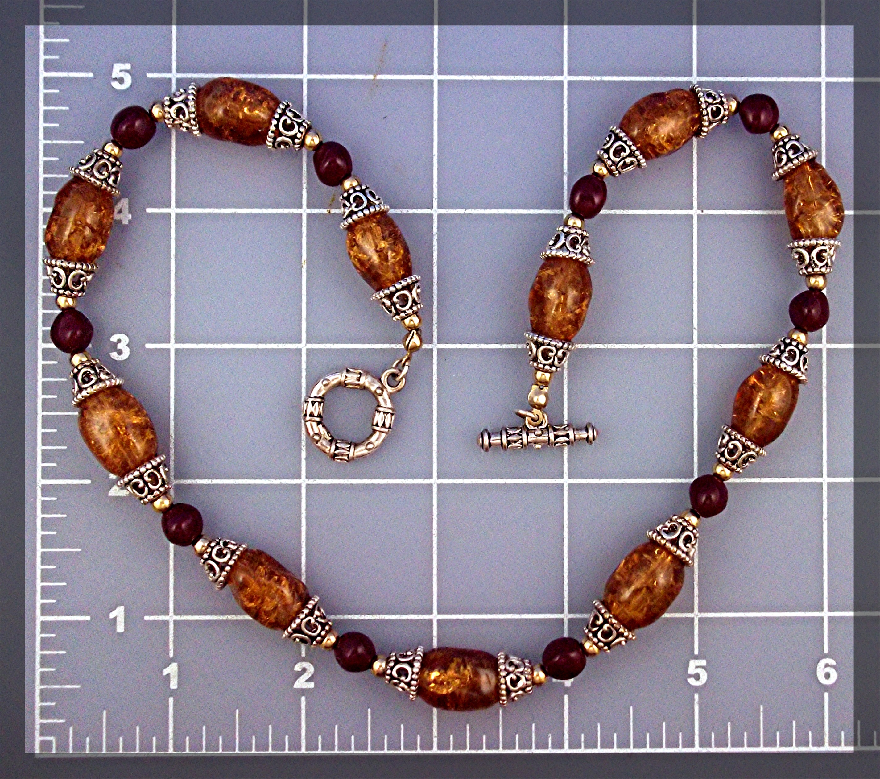 Necklace Amber Sterling Silver Beads