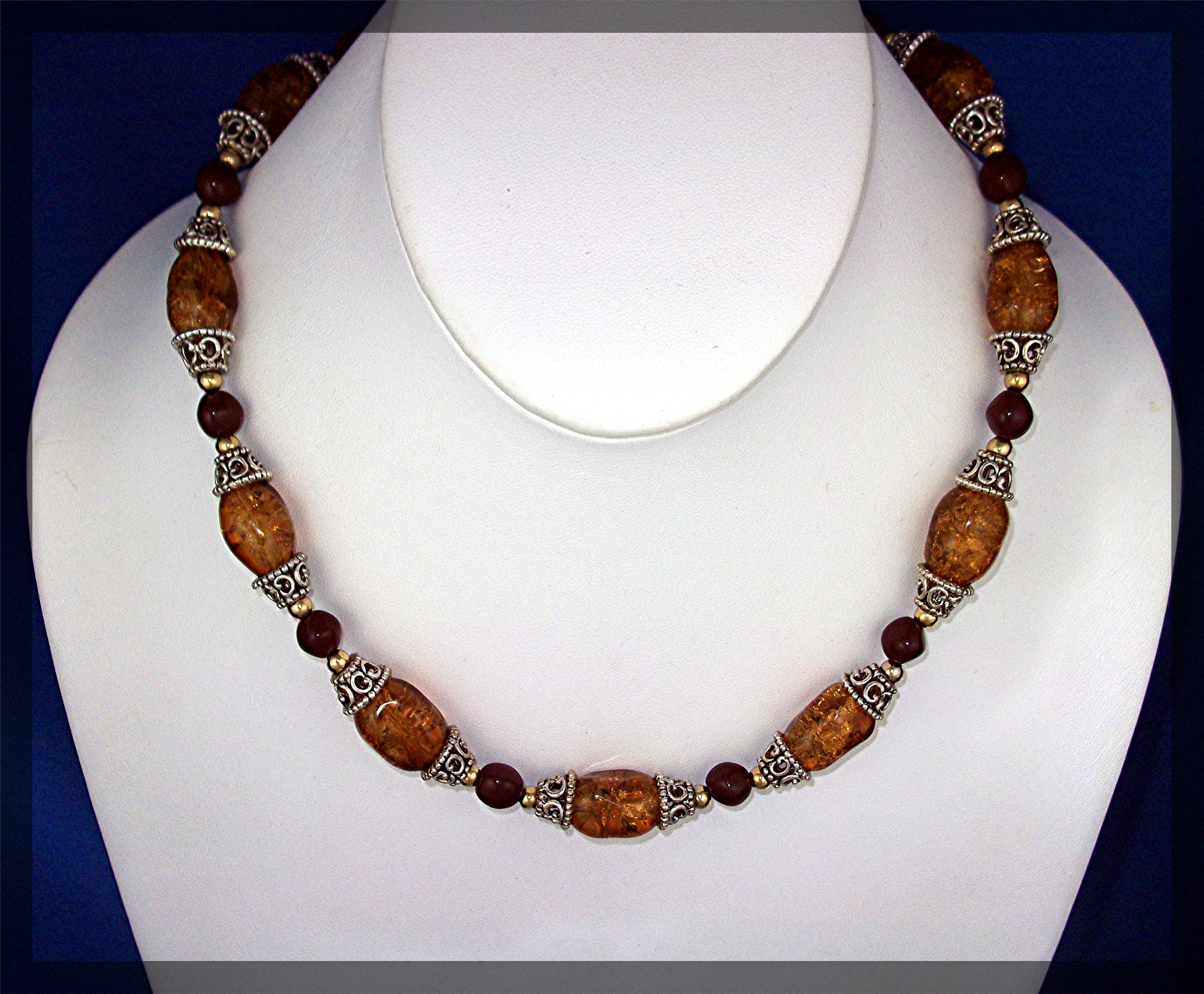 Necklace Amber Sterling Silver Beads