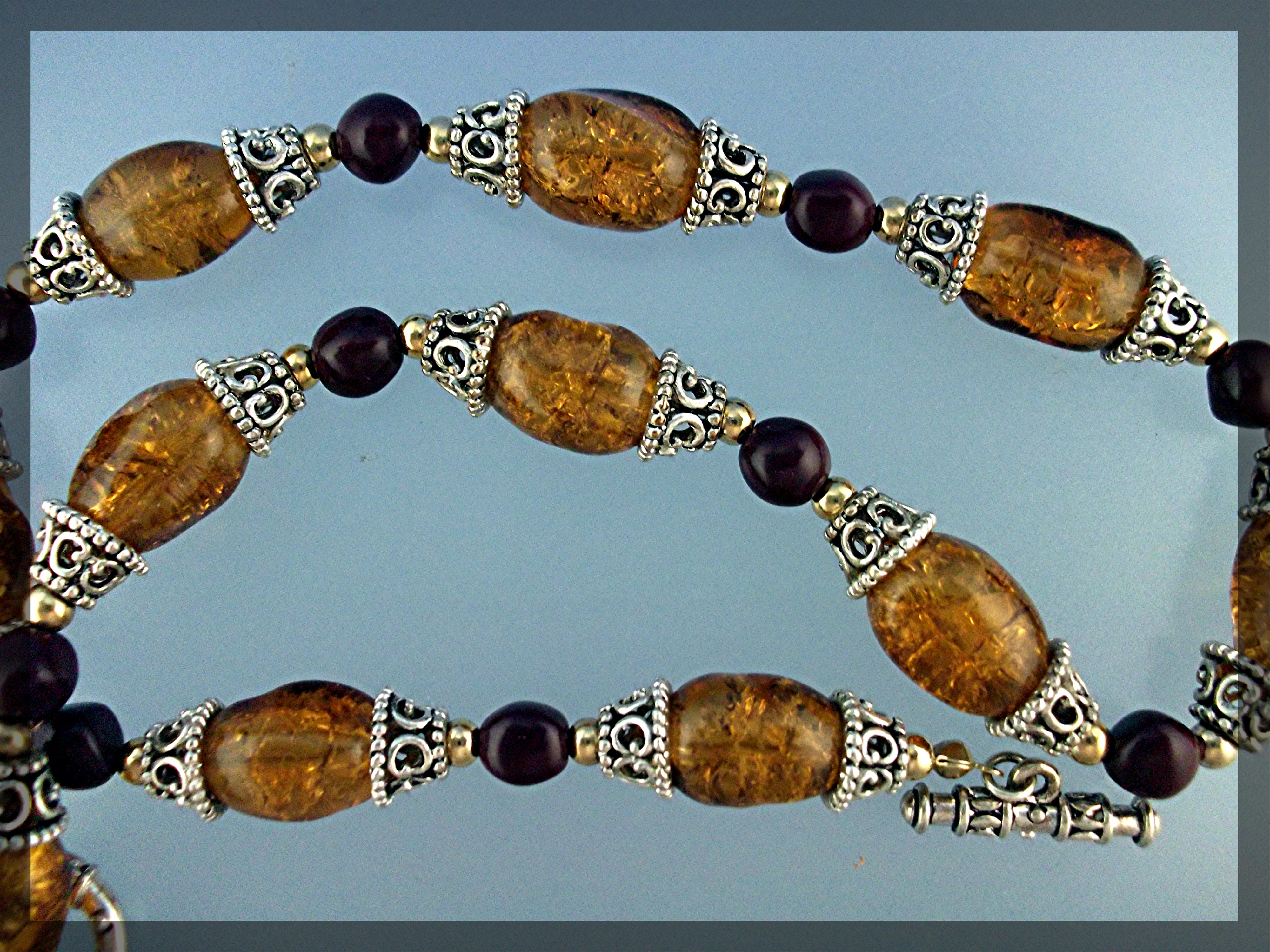 Necklace Amber Sterling Silver Beads