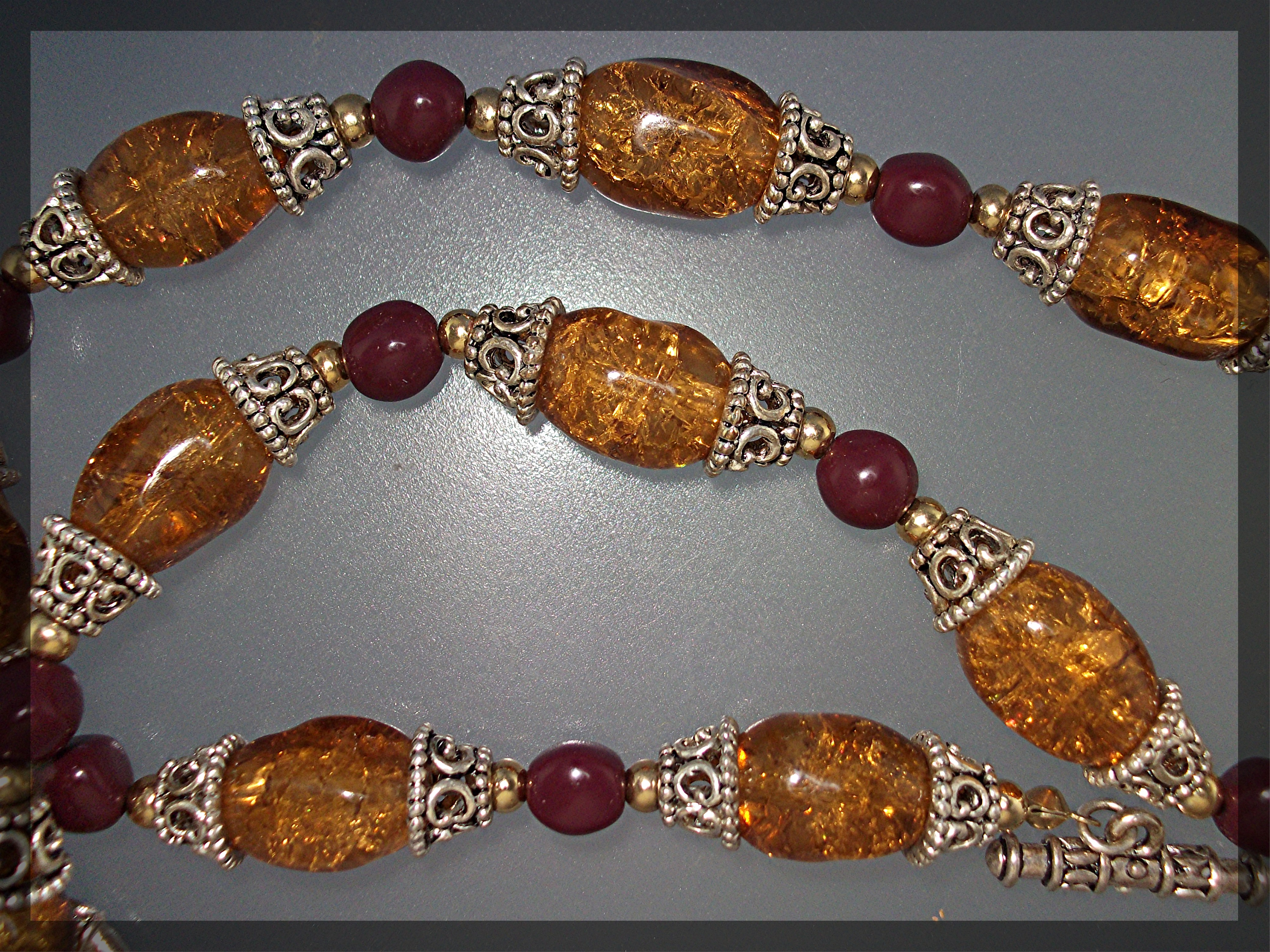 Necklace Amber Sterling Silver Beads