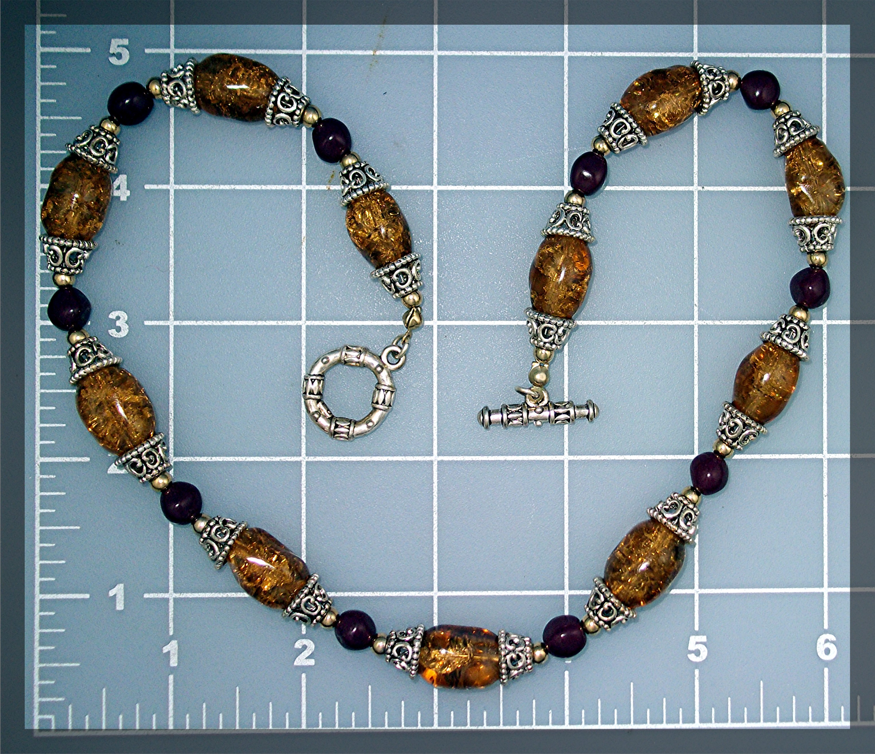Necklace Amber Sterling Silver Beads