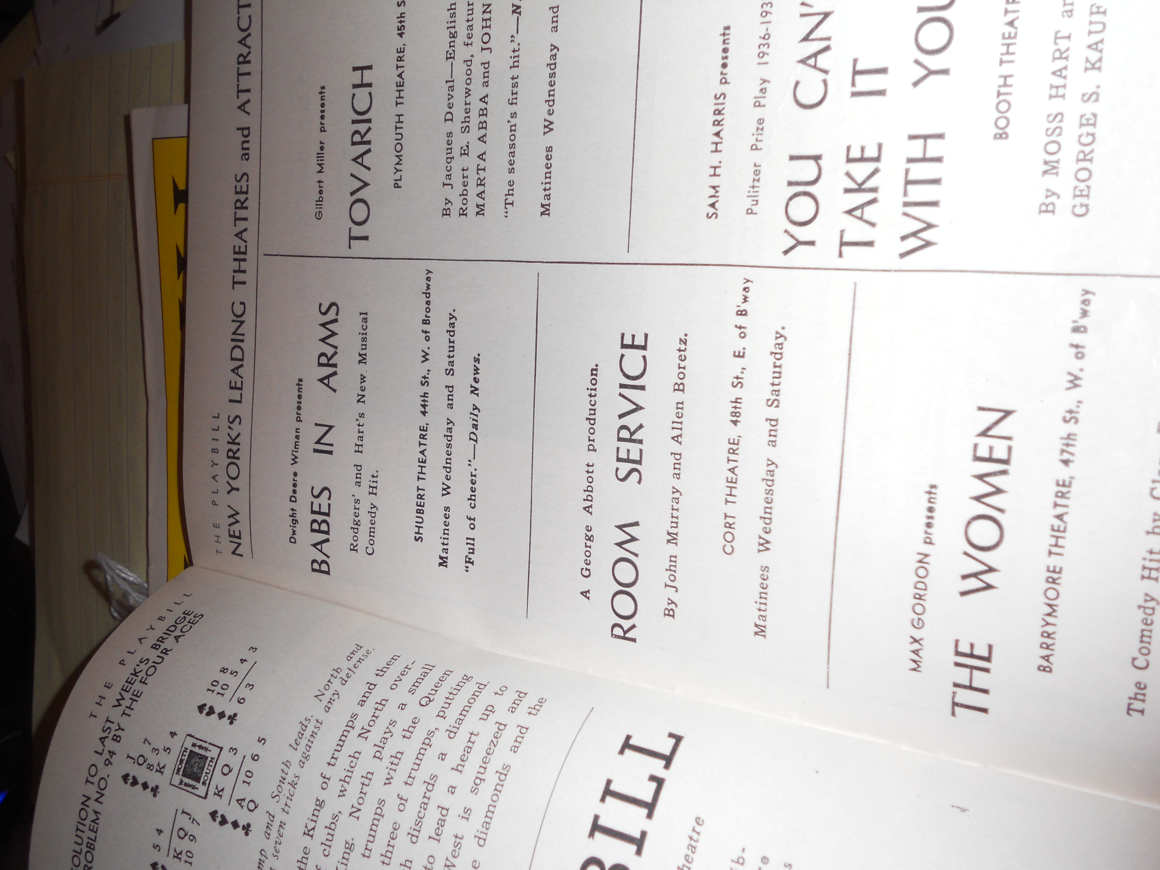 Booth Theater Playbill 1937