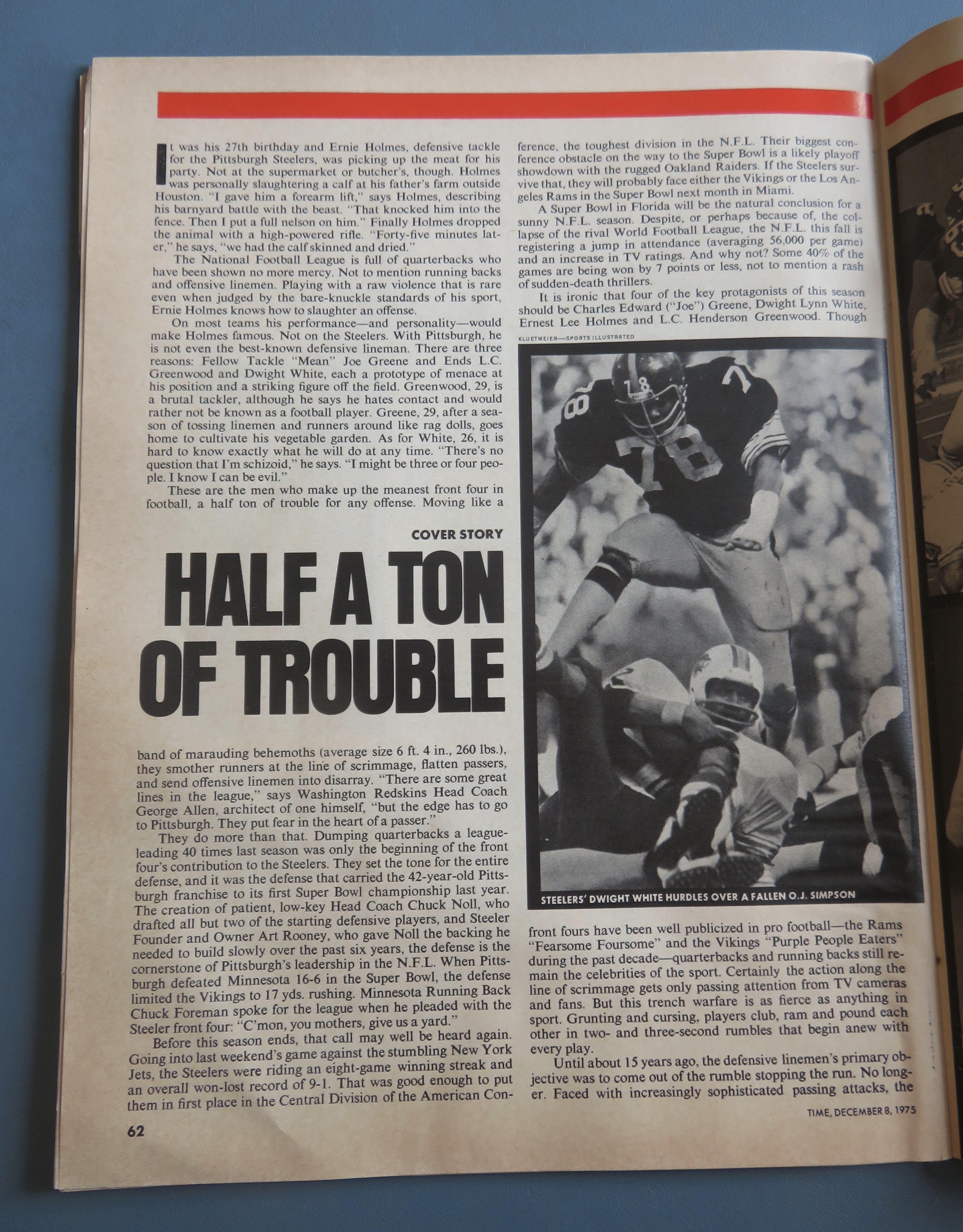Time Magazine December 8, 1975 Pittsburgh's Front Four