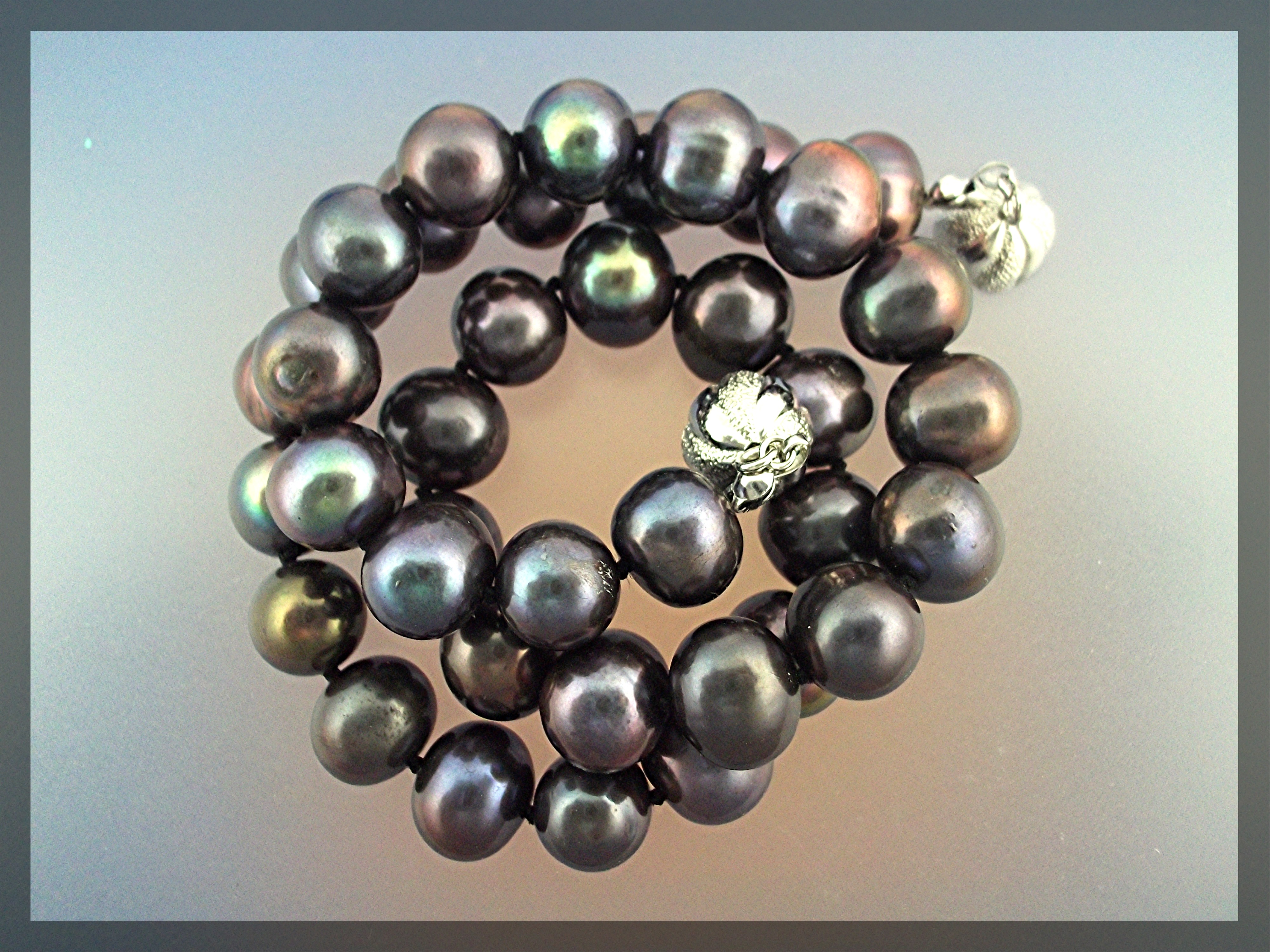 Necklace Rainbow Color Grey Freshwater Pearls 11MM