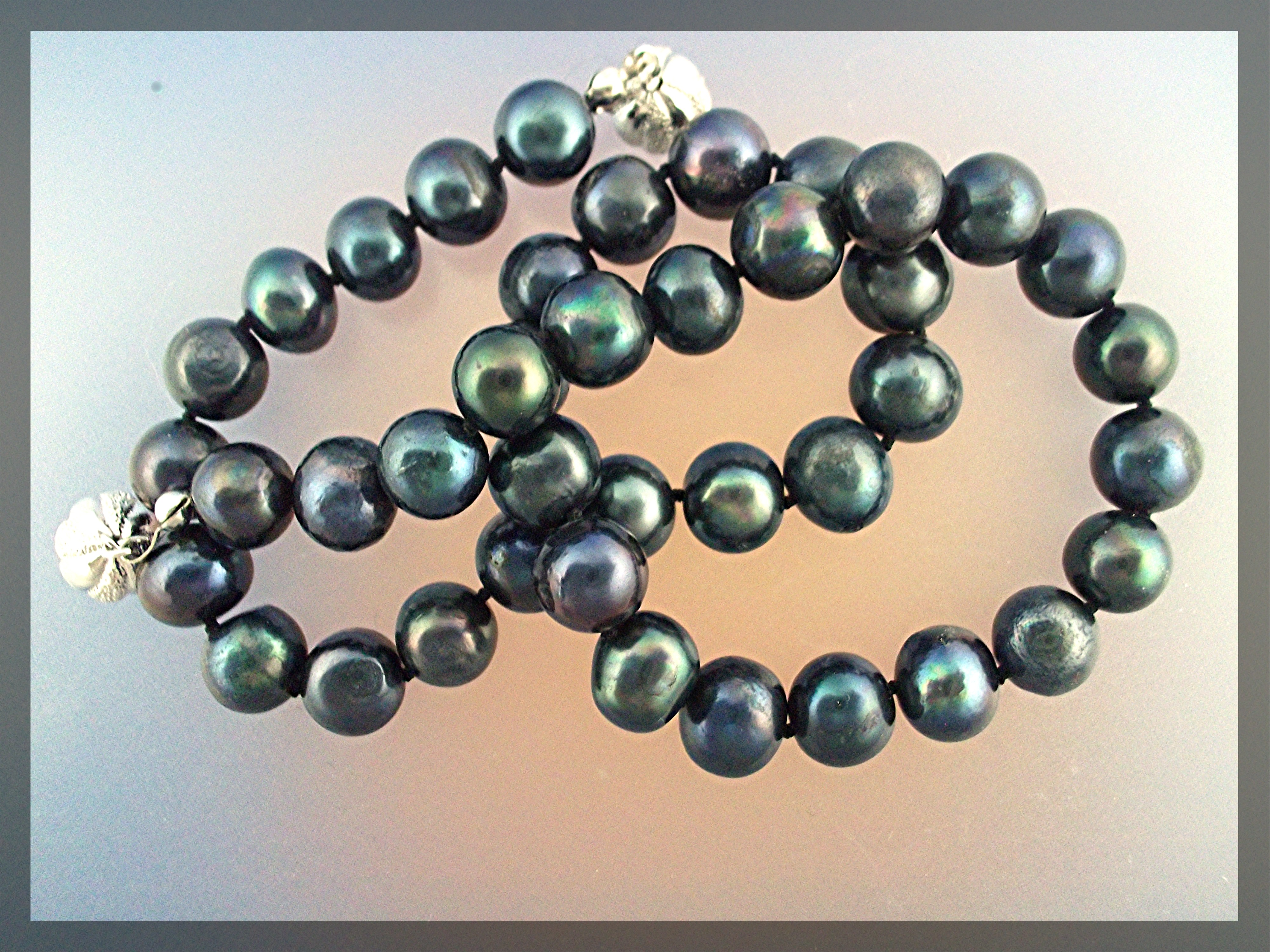 Necklace Rainbow Color Grey Freshwater Pearls 11MM