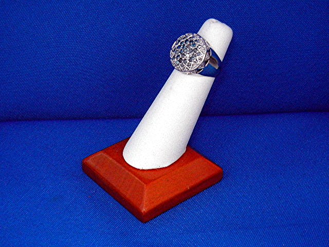 Ring Green White Pave Diamond 10K White Gold LJ