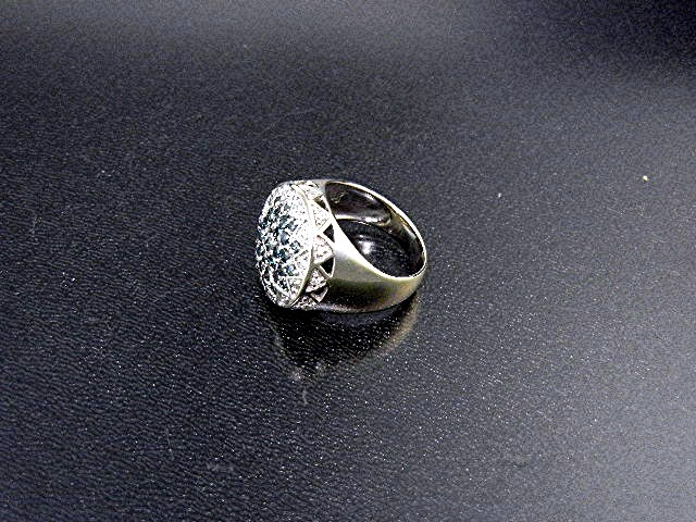 Ring Green White Pave Diamond 10K White Gold LJ