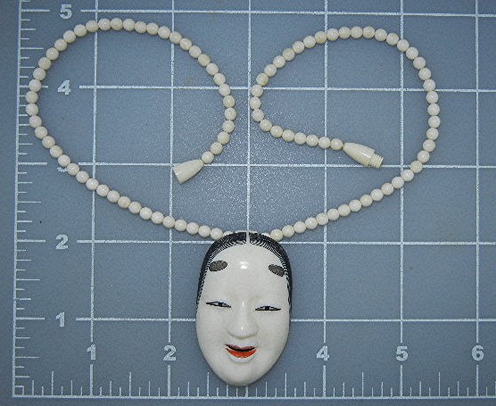 Bone Japanese Lady Necklace Signed