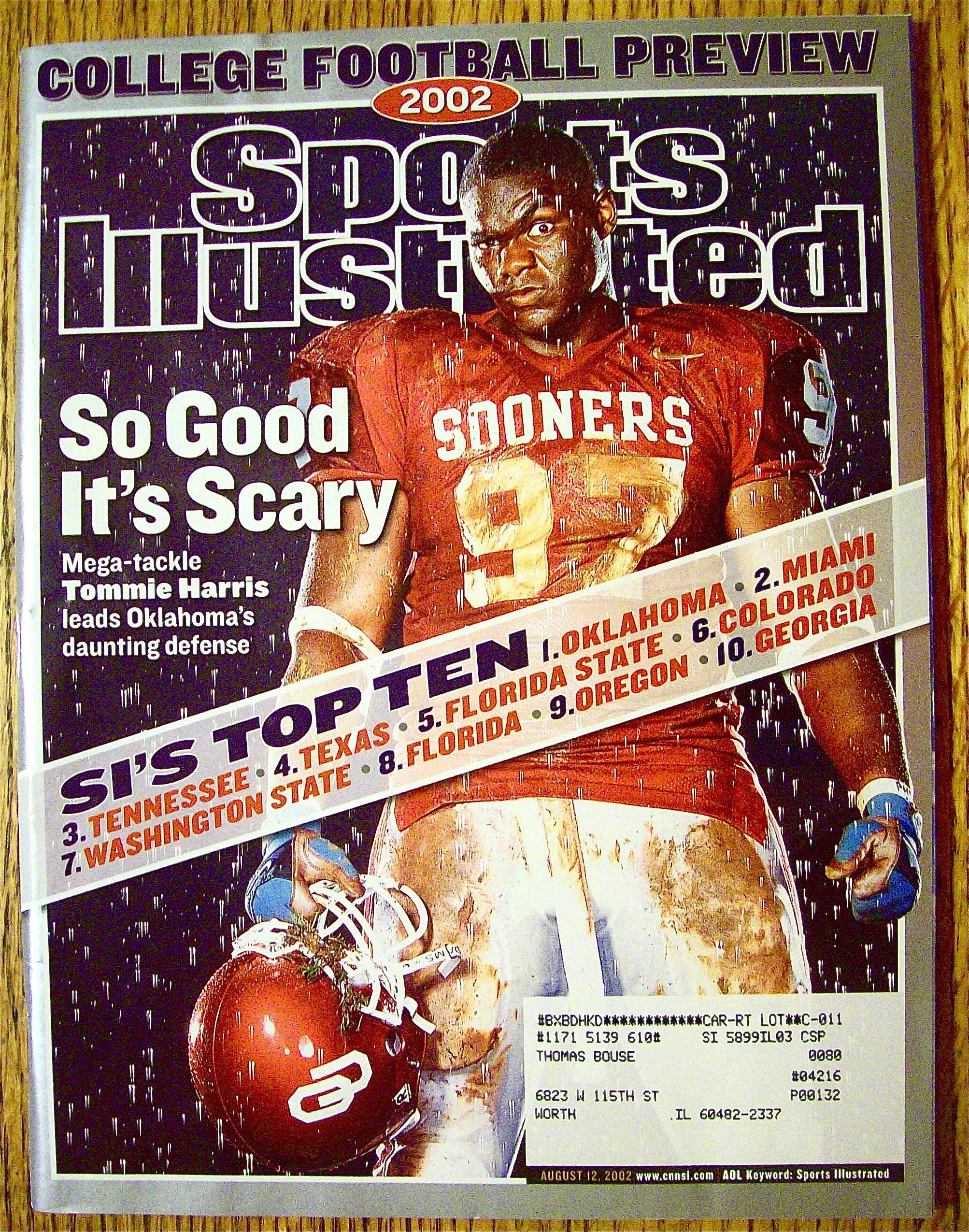 Sports Illustrated Magazine August 12, 2002 Tom Harris