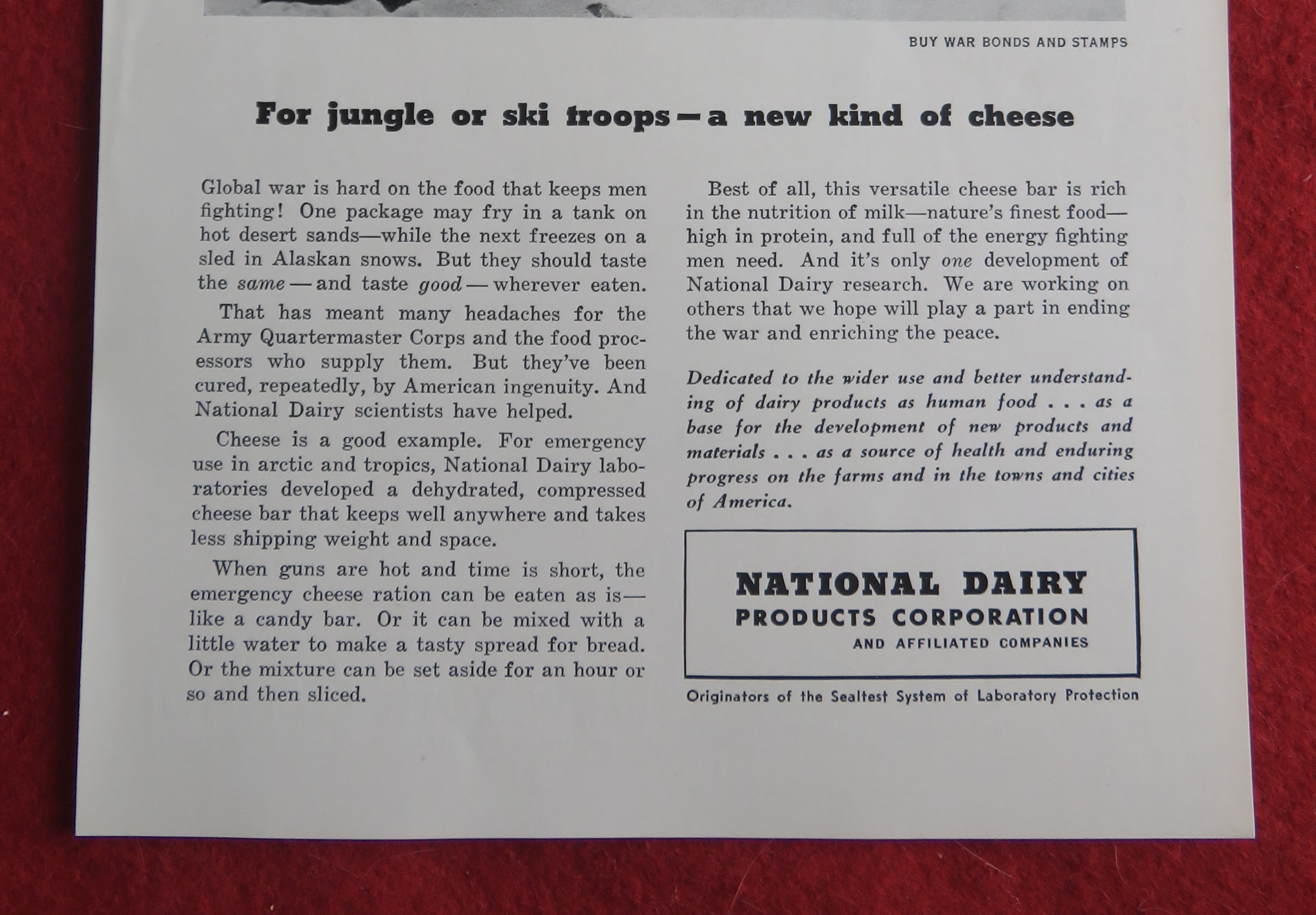 1943 National Dairy Product w/ Soldier Feeding Soldier